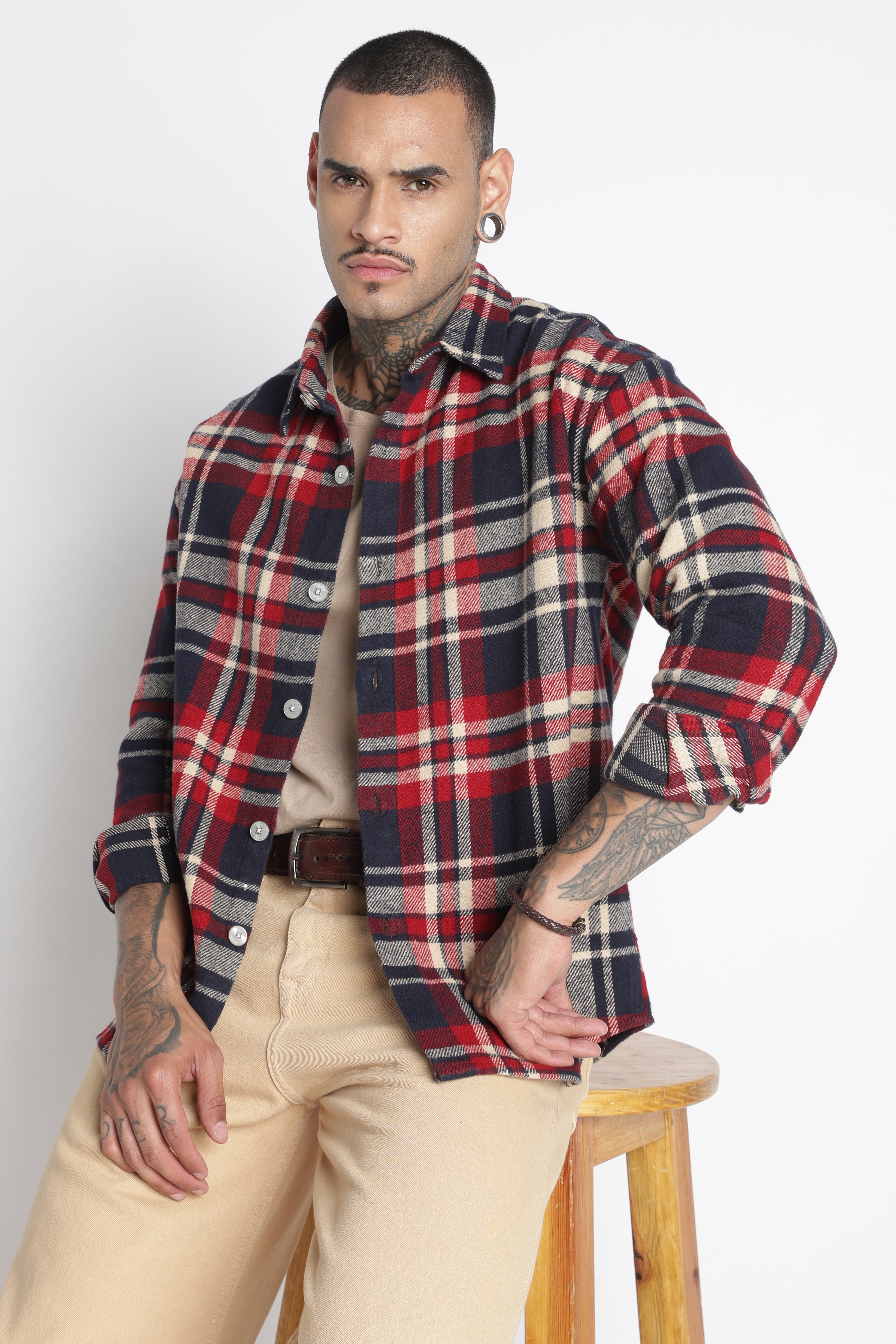 Men Brushed Check Shirt