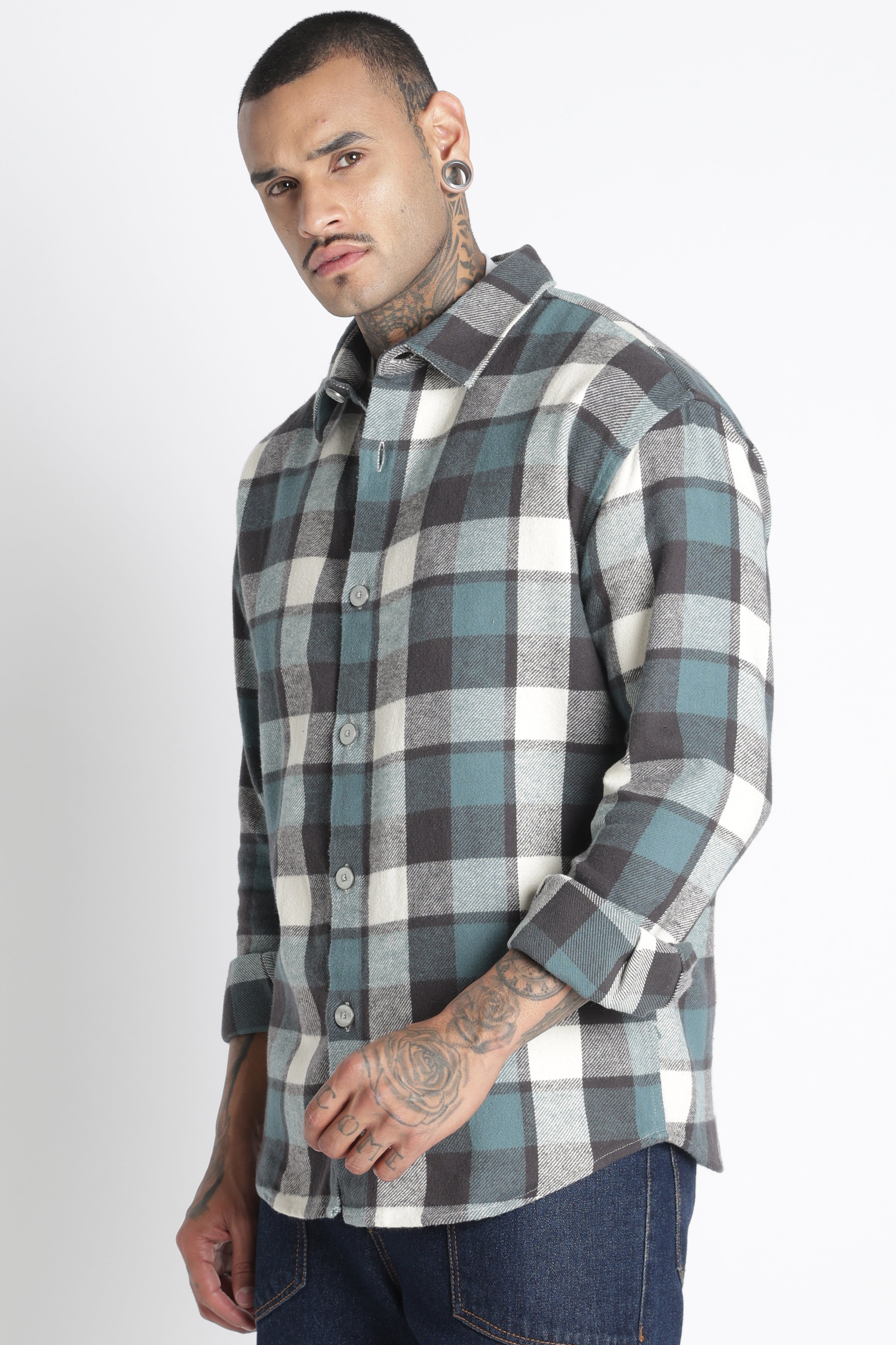 Men Brushed Check Shirt