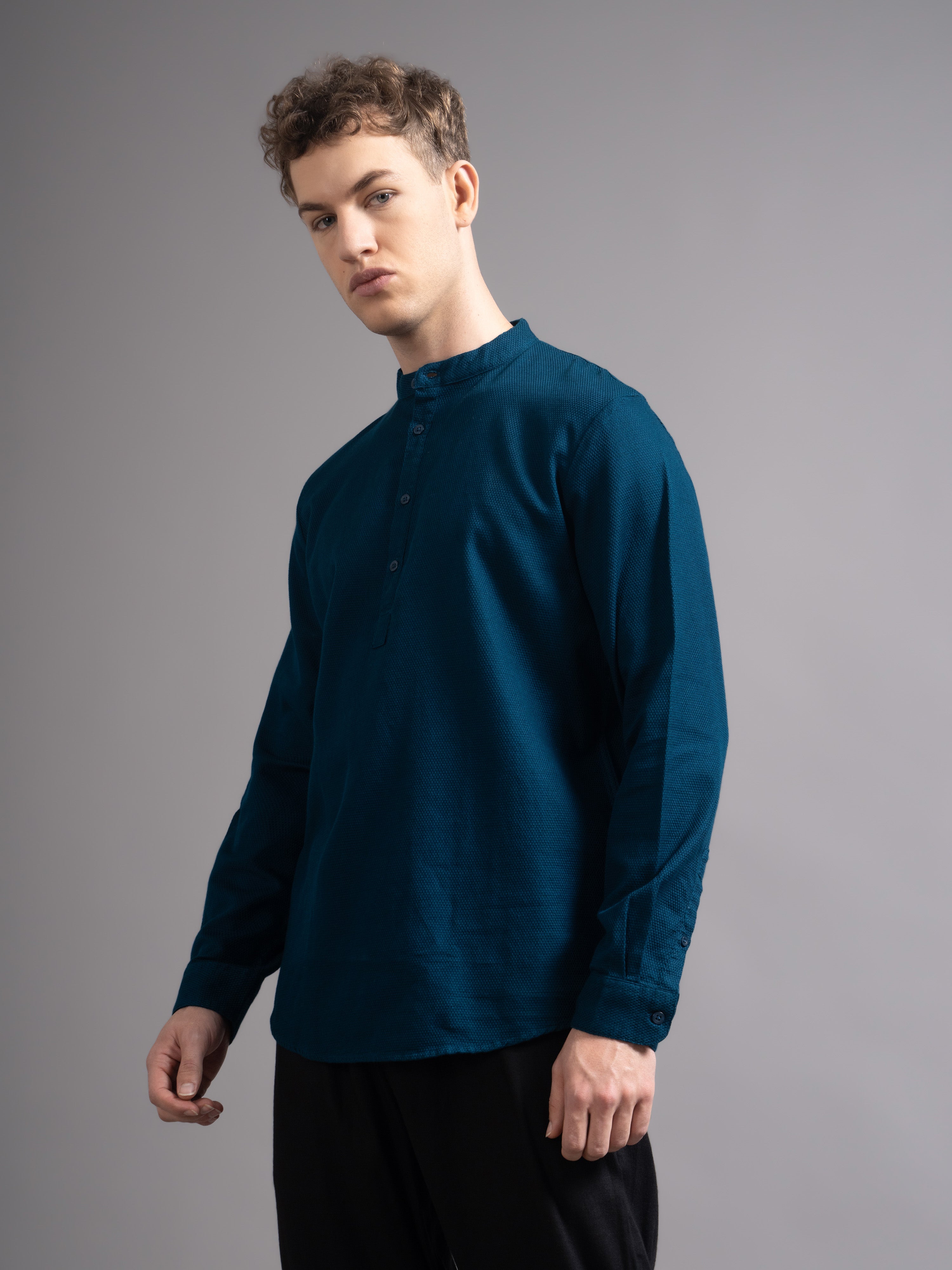 Men Teal Kurta Shirt