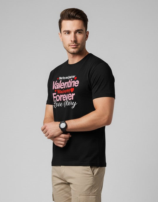 Men Printed Black Cotton Tshirt