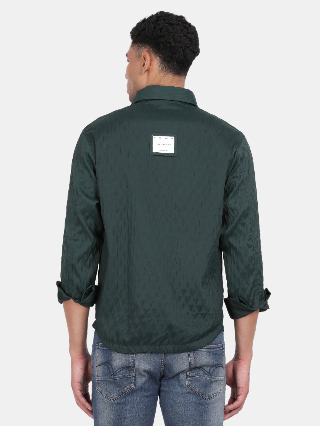 Men Dark Green Slim Fit Spread Collar Full Sleeve Casual Shirt