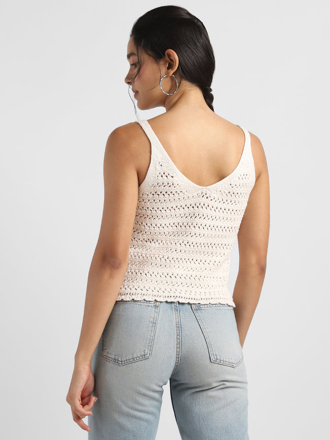 Women Cream Crochet Top