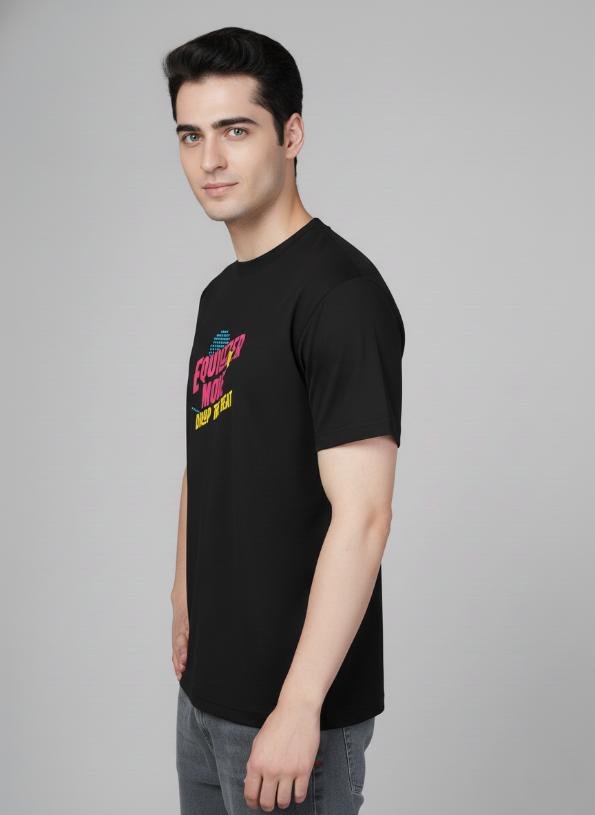 Men Cotton Black Printed Tshirt
