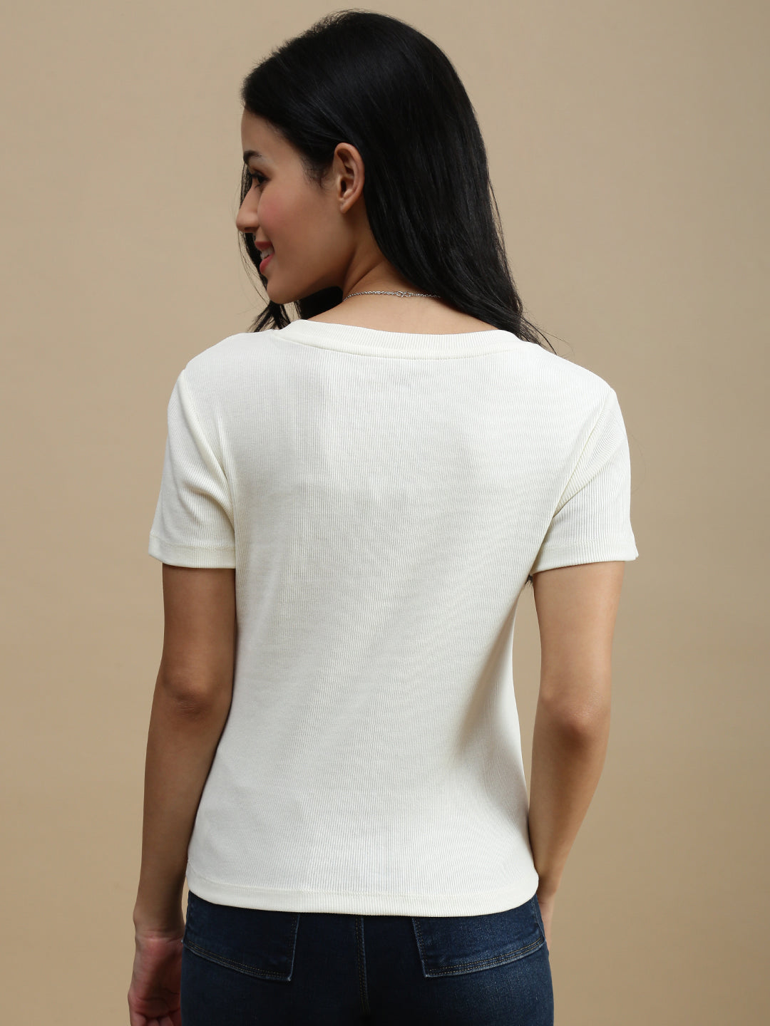 Women Cream Casual Top