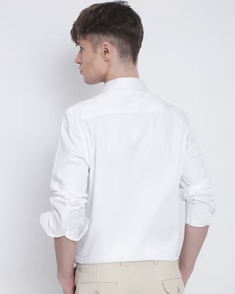 Men White Slim Fit Shirt