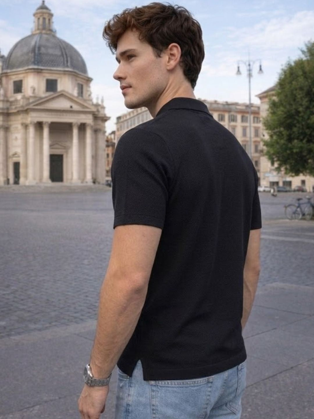 Men Cotton Polo Collar T-Shirt