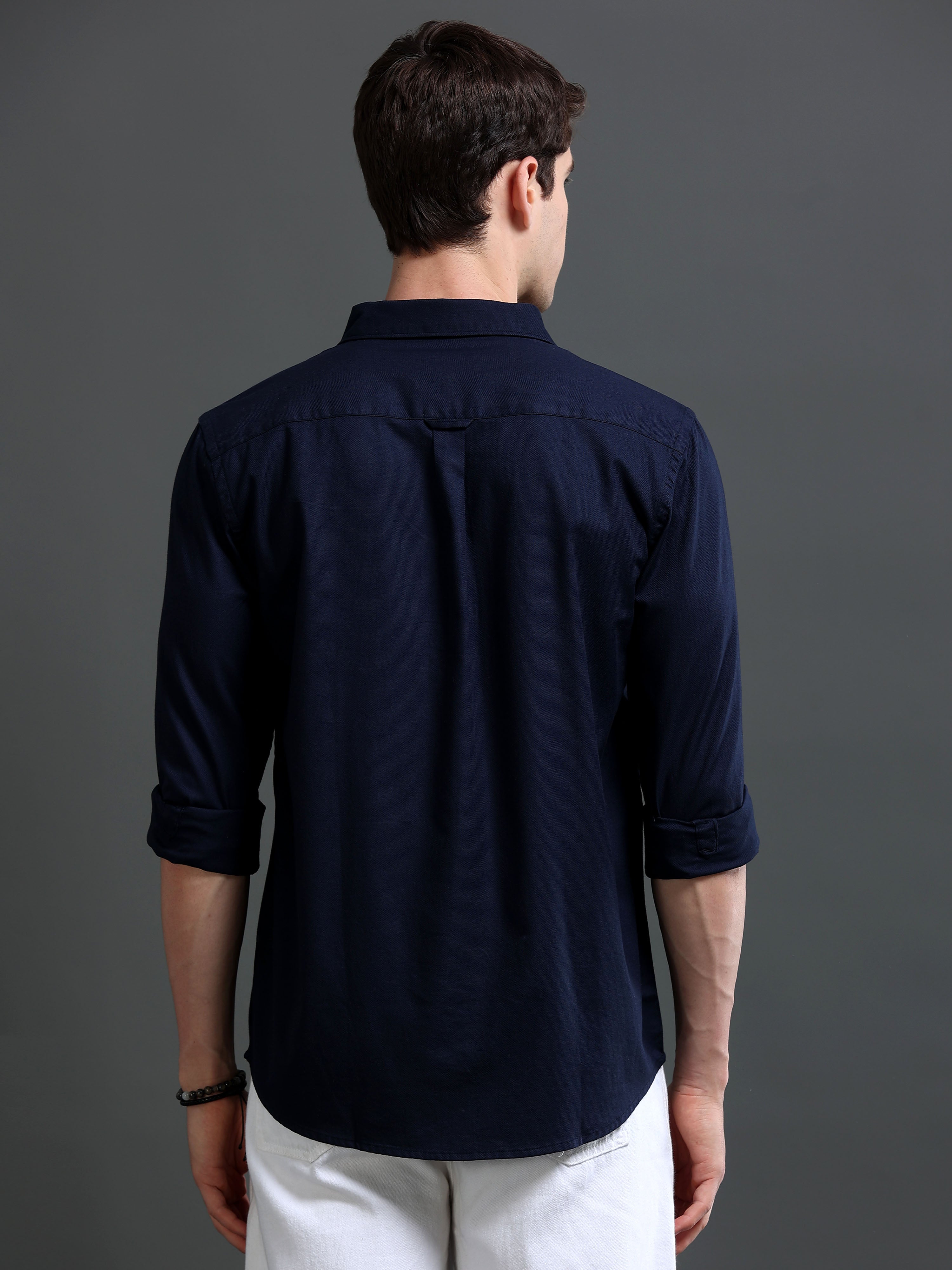 Men Navy Dobby Shirt