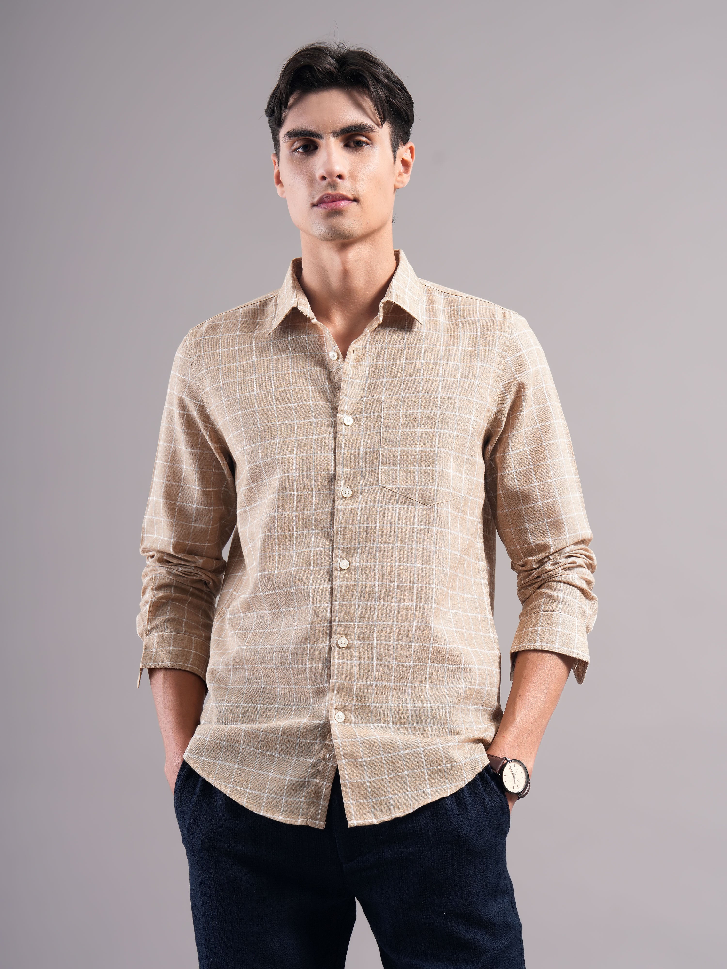 Men Polycotton Checked Shirts