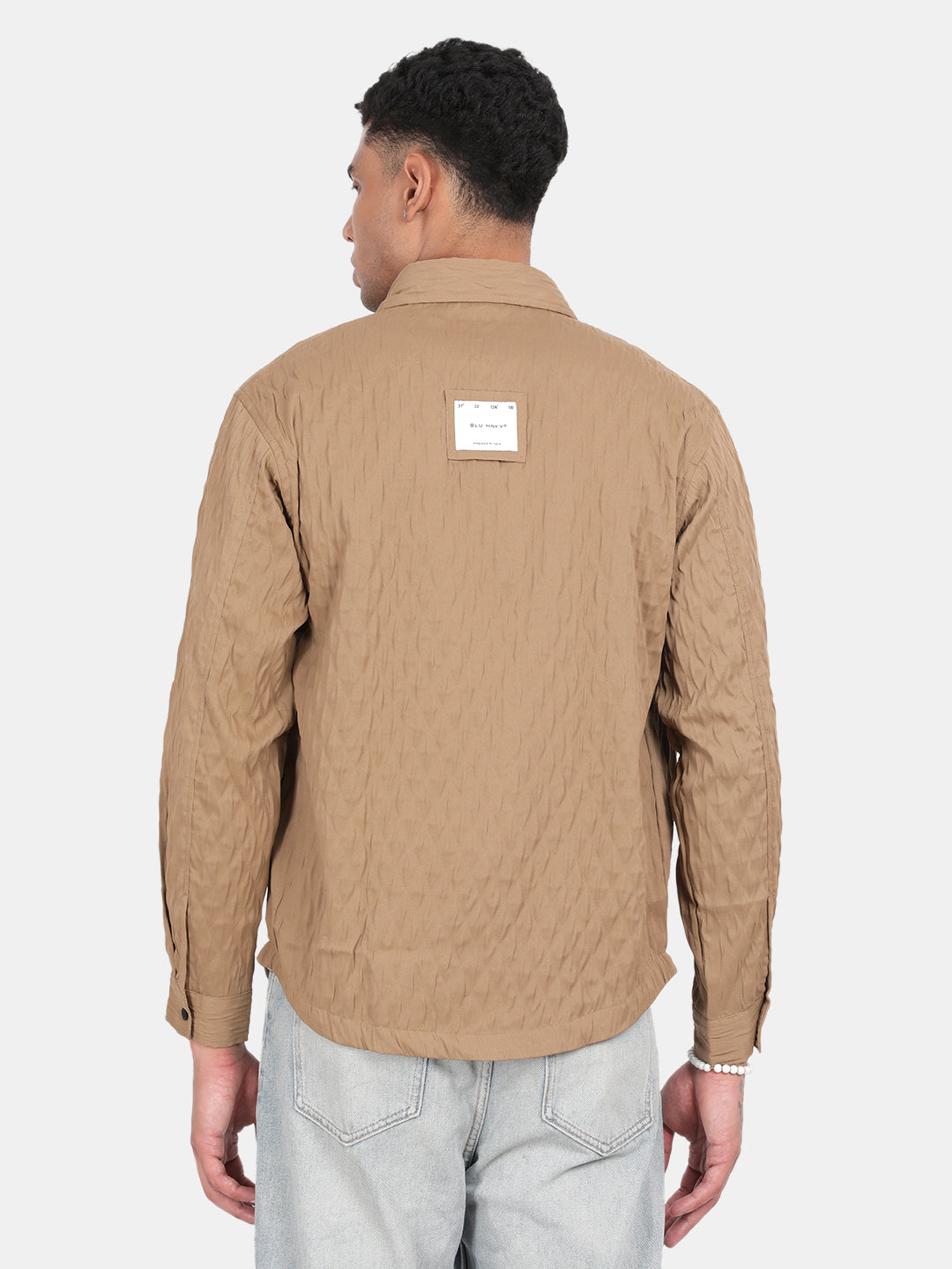 Men Brown Slim Fit Spread Collar Full Sleeve Casual Shirt