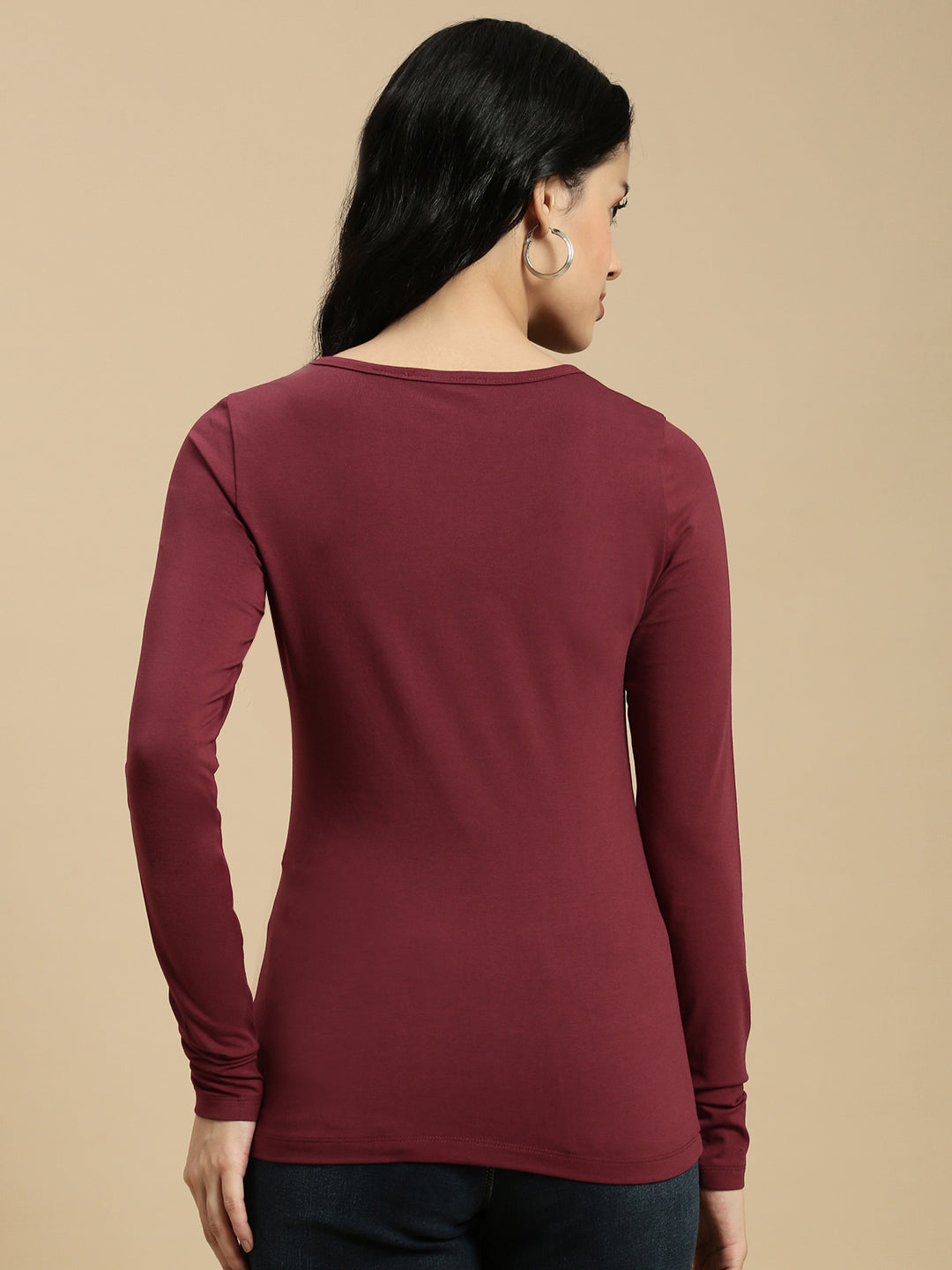 Women Burgundy Full Sleeve Top
