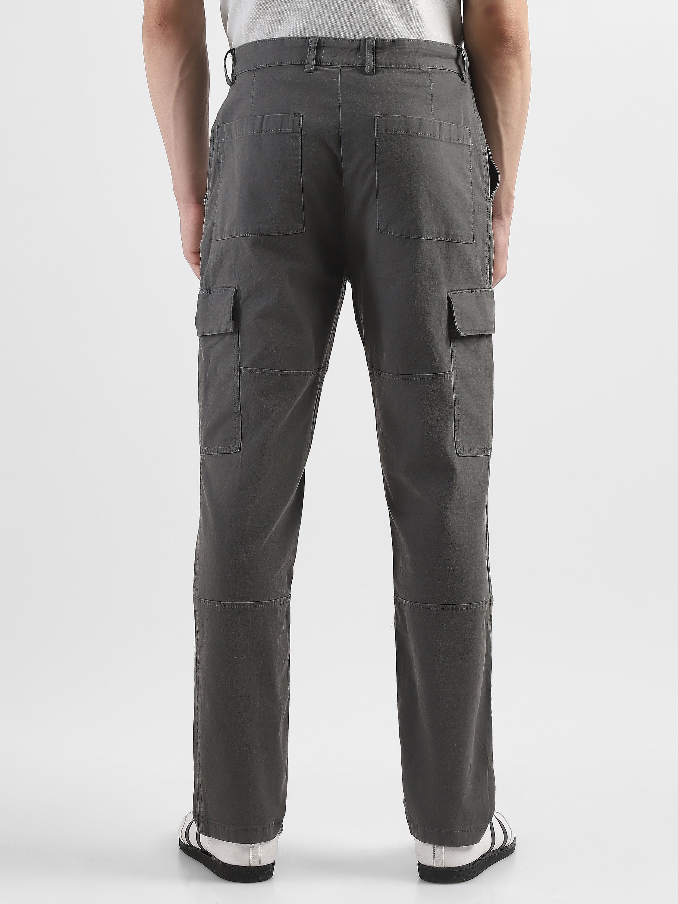 Men Grey Comfort Cargo Pants with 6 Pockets