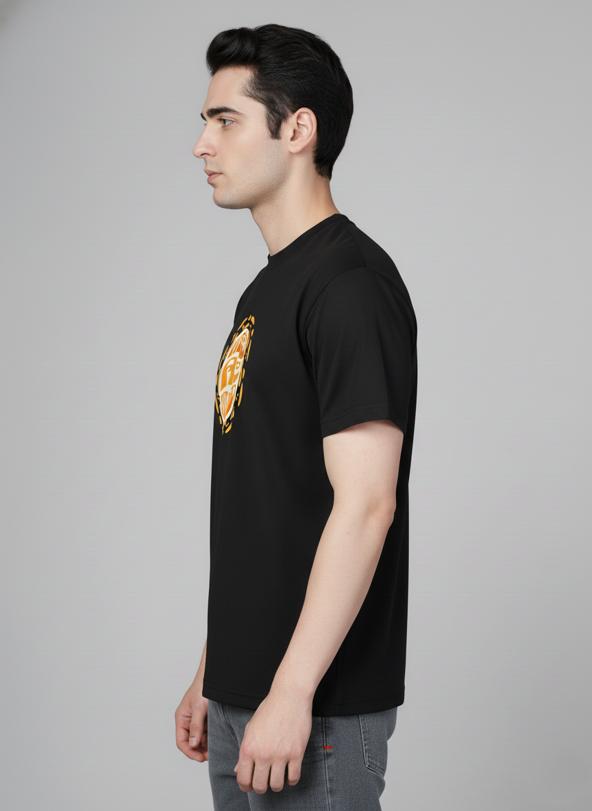 Men Cotton Black Printed Tshirt