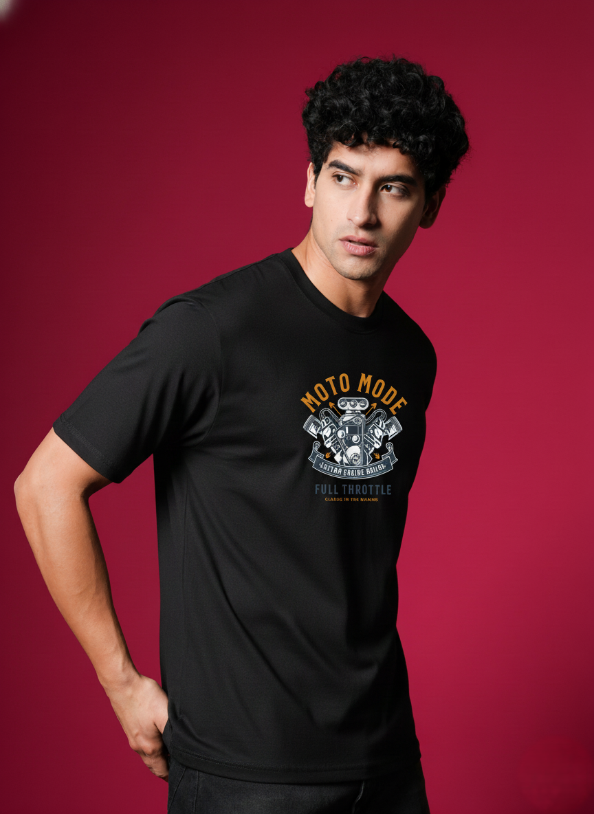 Men Round Neck Cotton T-Shirt