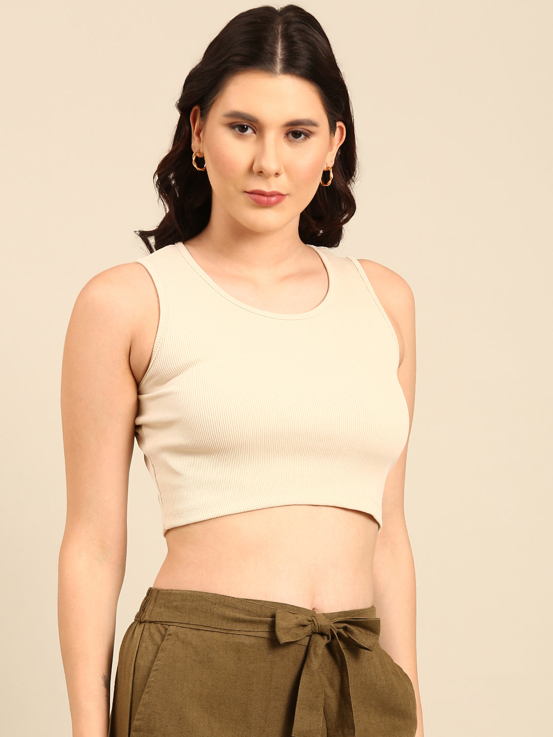 Women Cream Casual Top