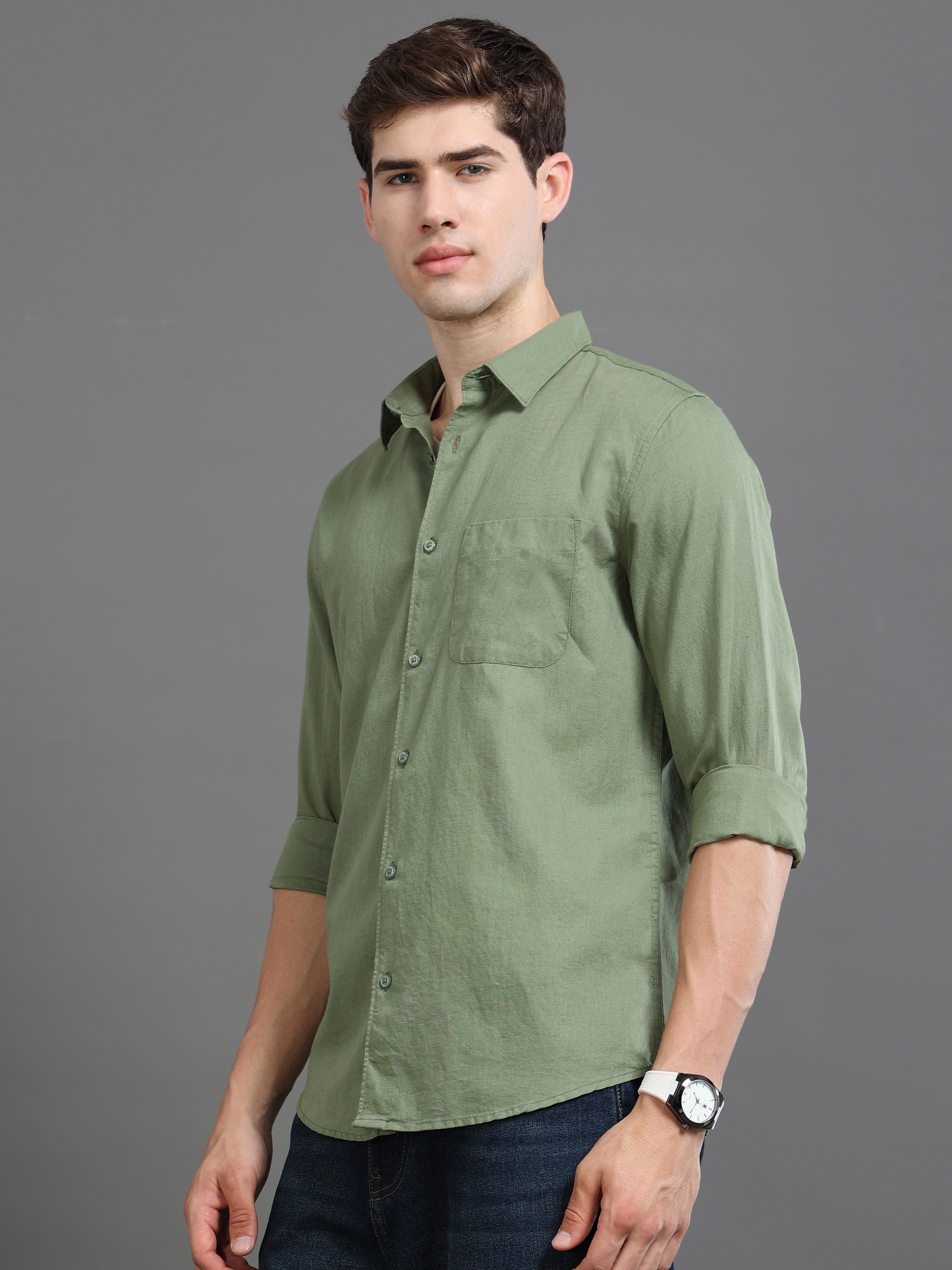 Men Green Slim Fit Shirt