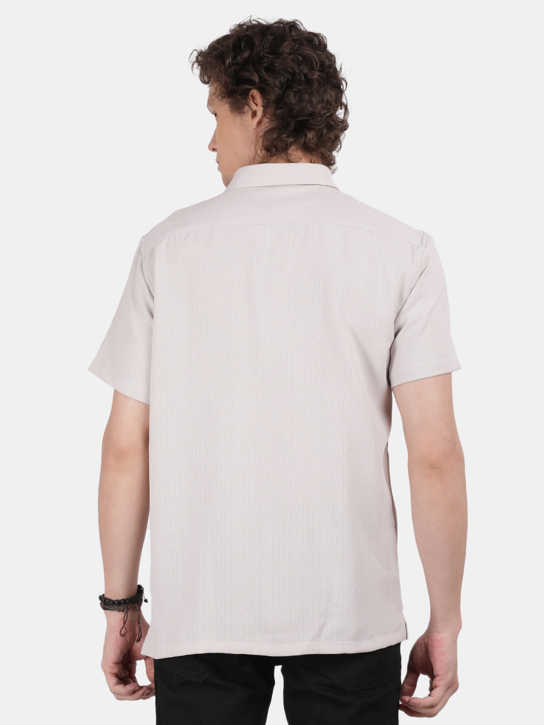 Men Silver Slim Fit Shirt