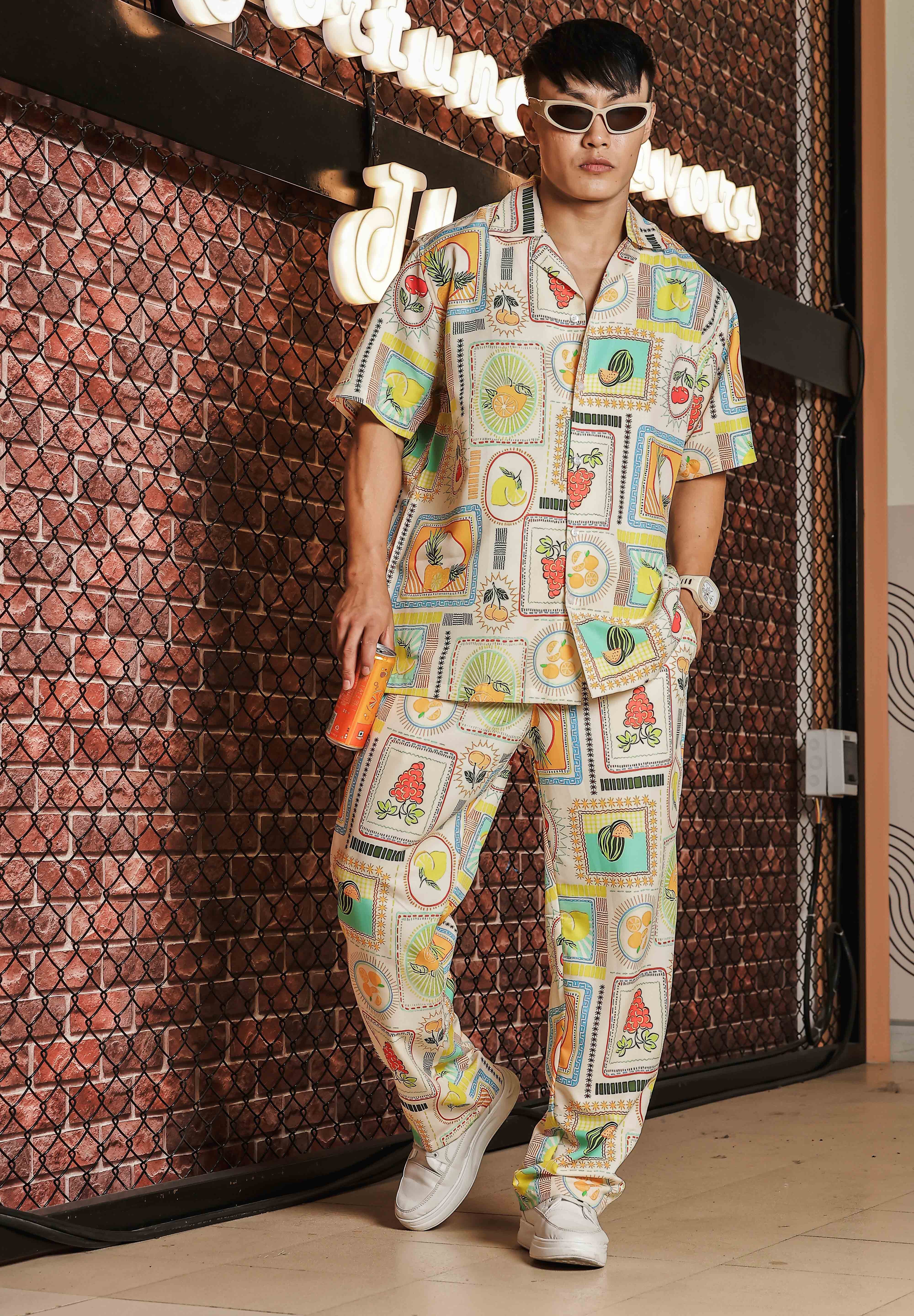 Unisex Beige Mid-Rise Pants