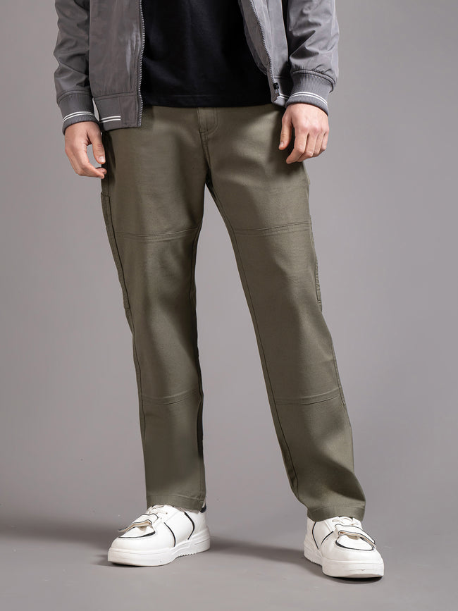 Men Green Straight Fit Cargo Trouser