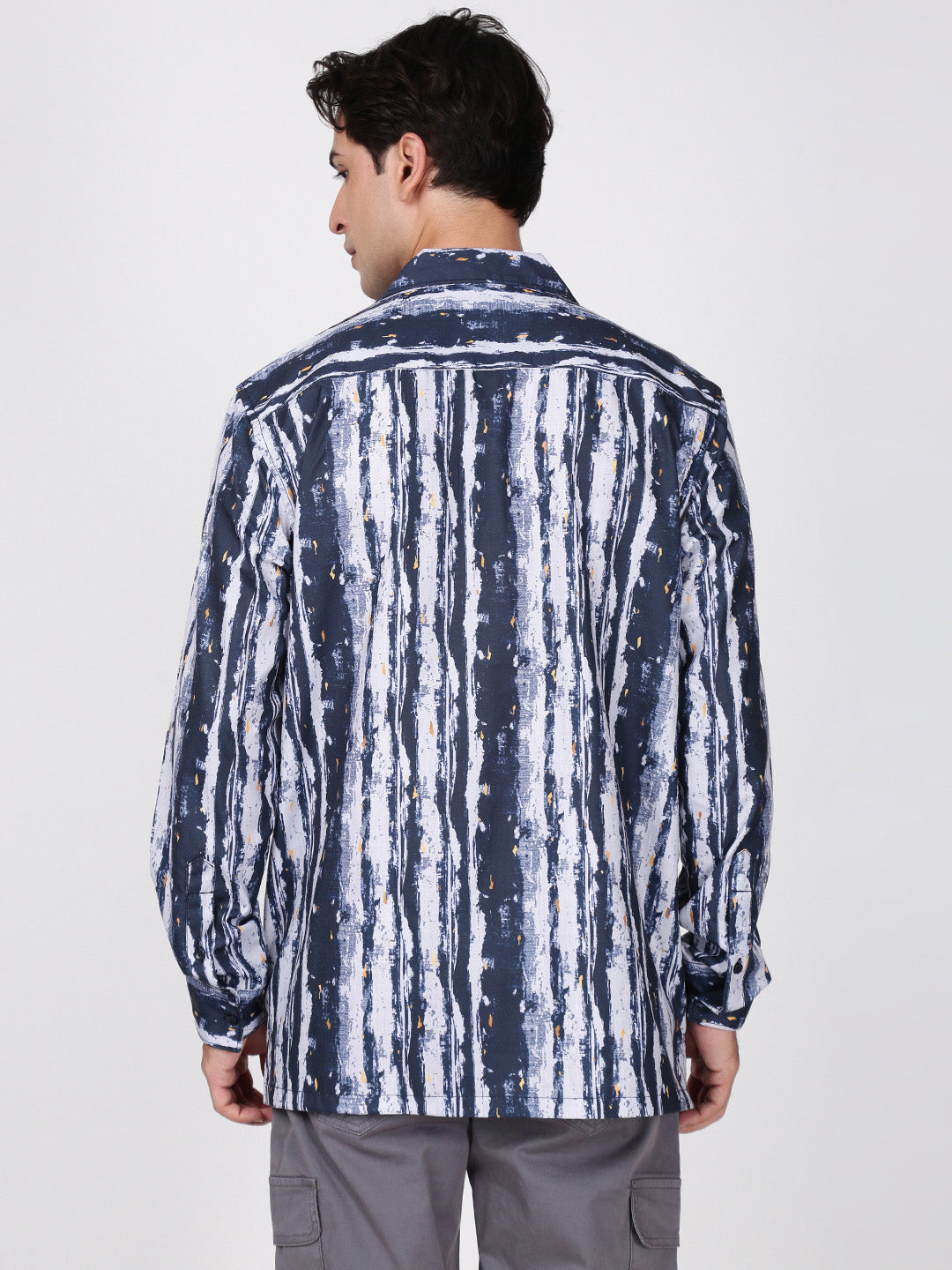 Men Navy Resort Collar Relax Fit Printed Shirt