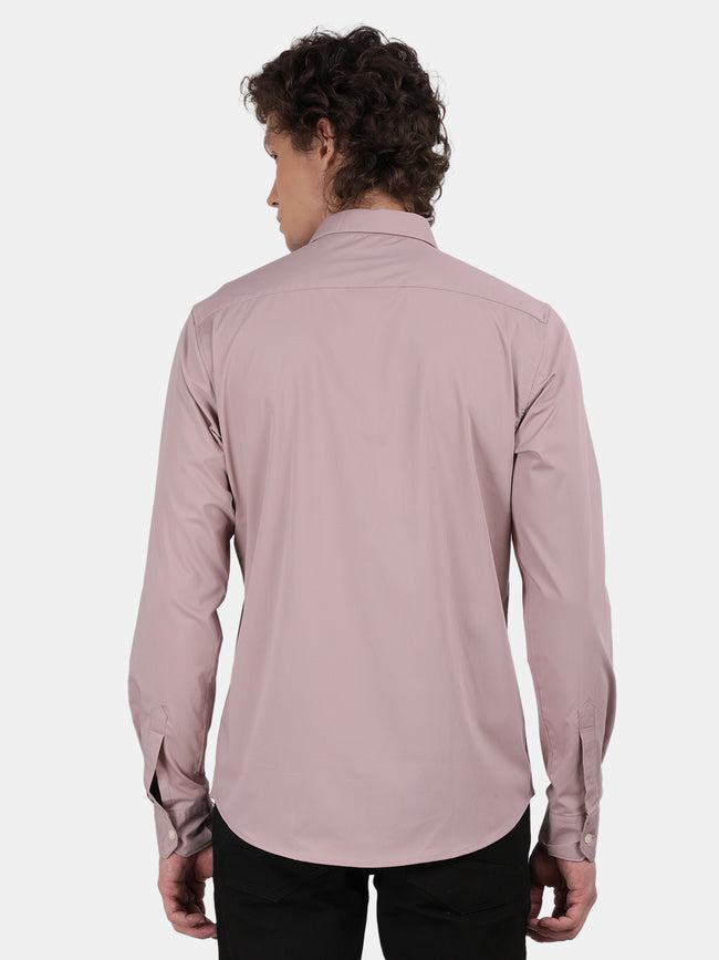 Men Pink Slim Fit Spread Collar Full Sleeve Casual Shirt