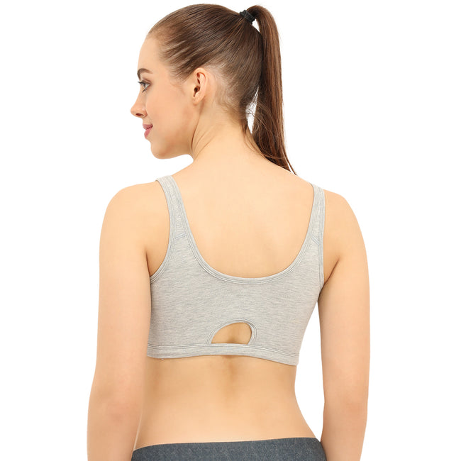 Non-padded Non-wired Full Coverage Slip-on Moulded Double Layered Sports Bra