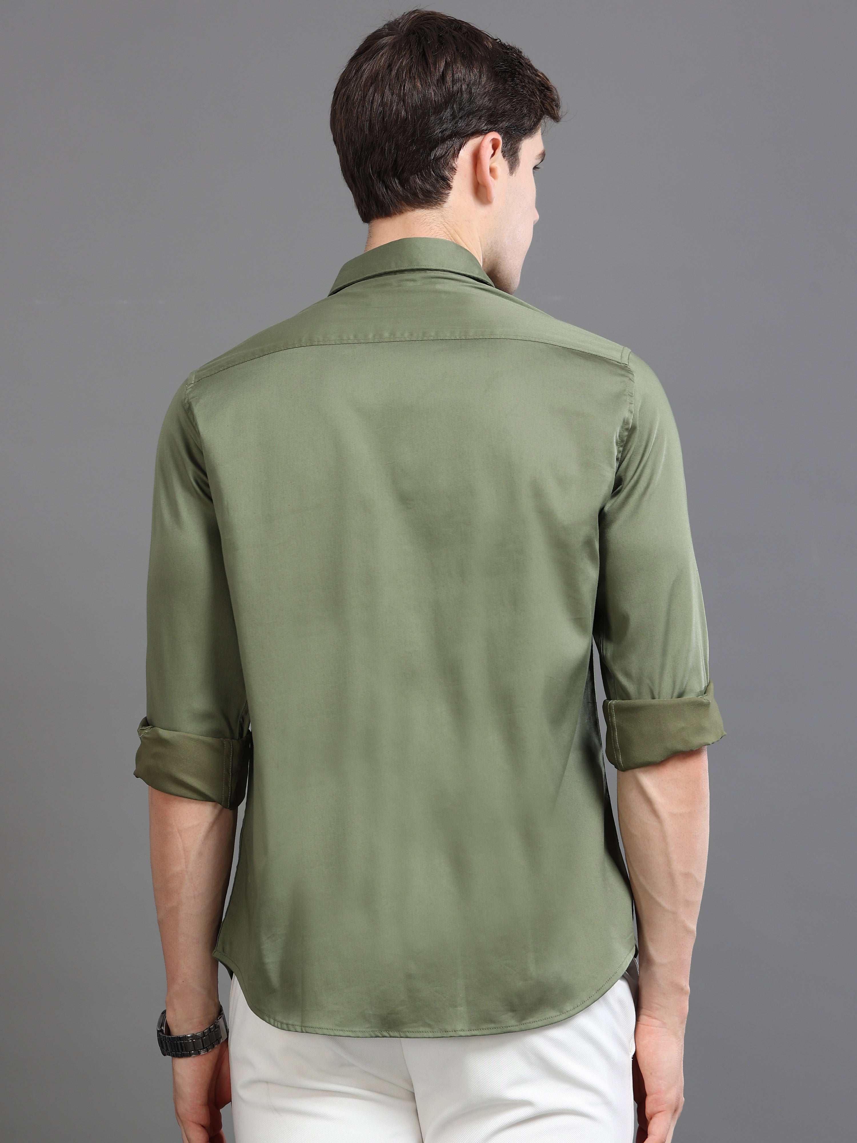 Men Green Satin Shirt