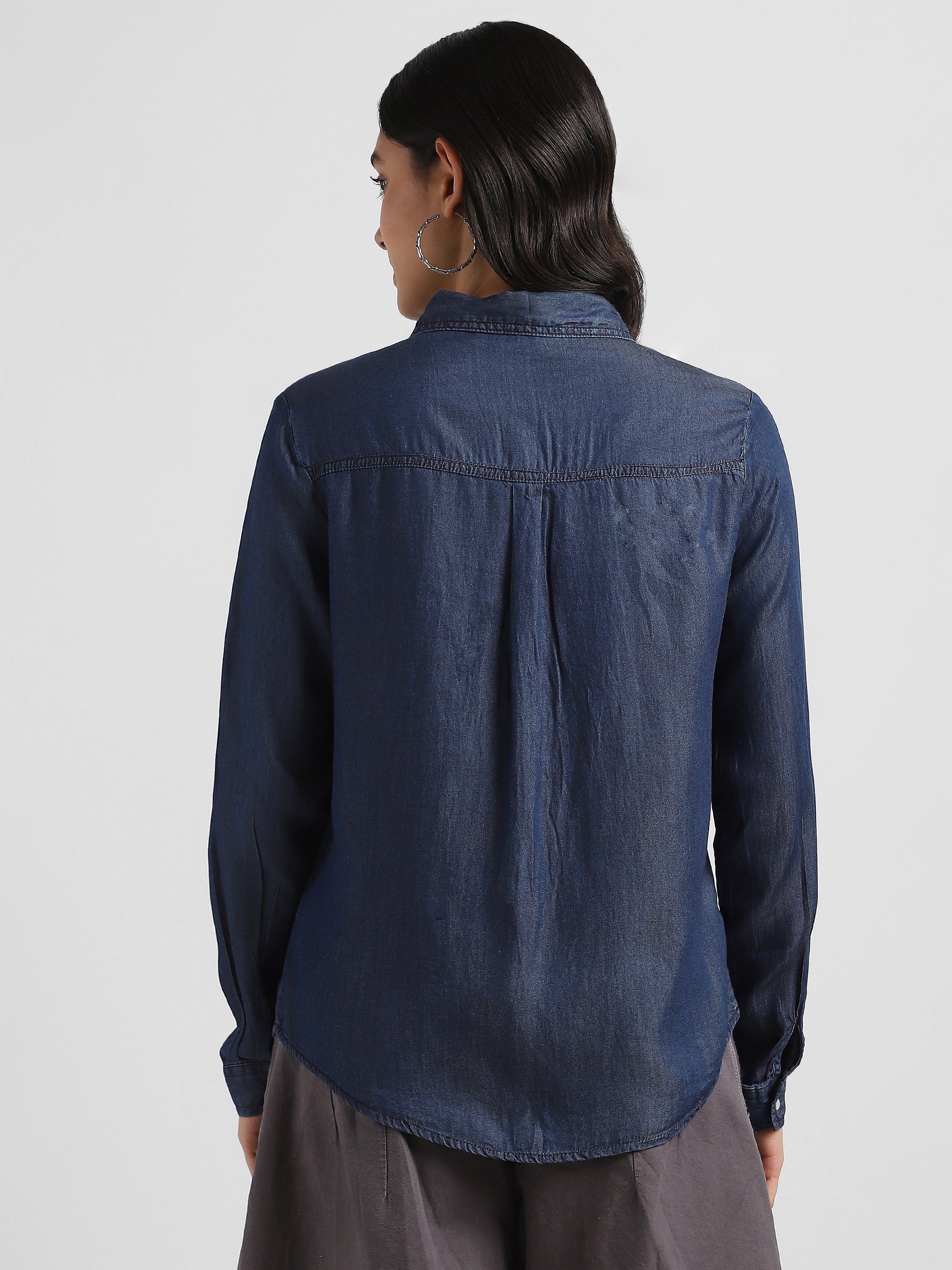 Women Denim Button Down Shirt