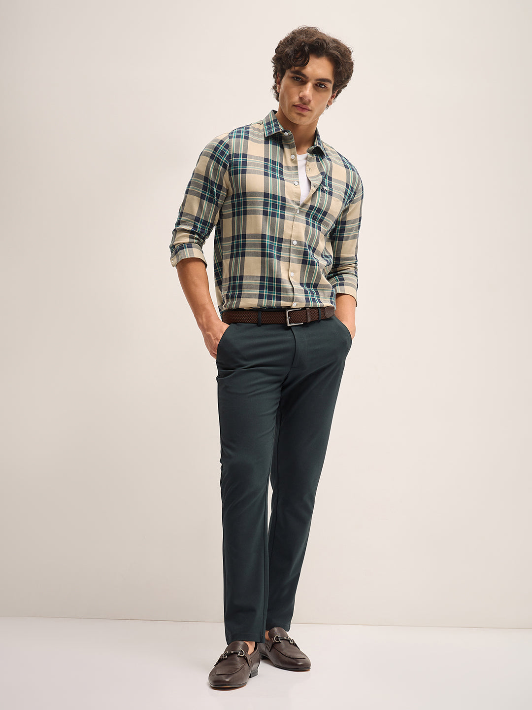 Men Multi-Color Checked Slim Fit Casual Shirt