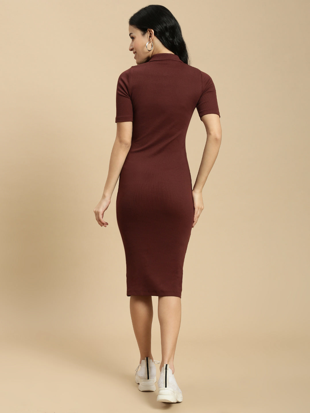 Women Brown Half Sleeve Dress