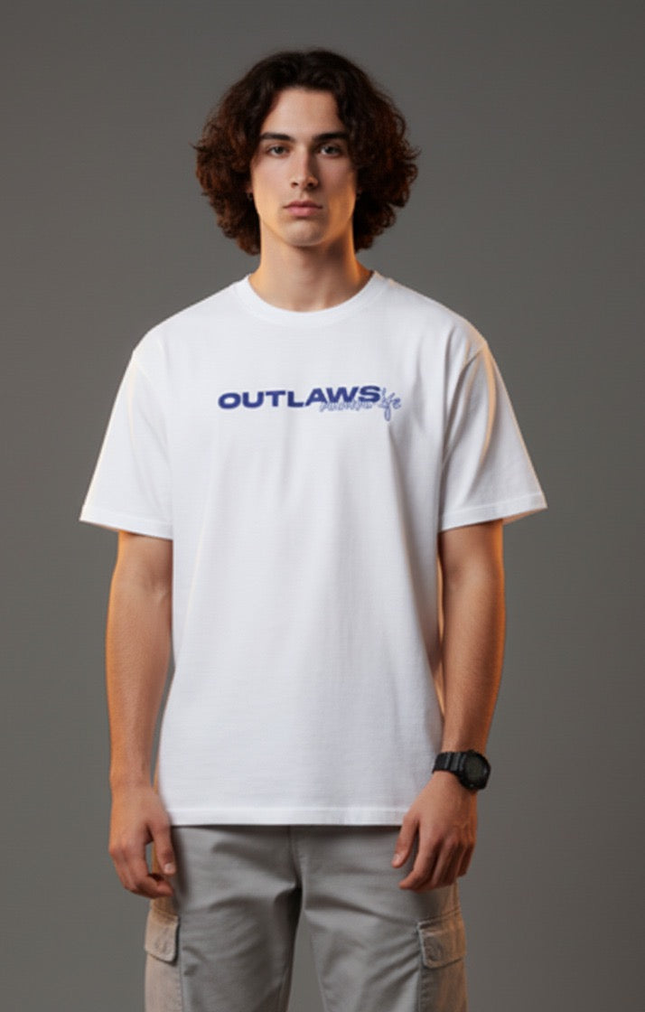 Men White Graphic Cotton Oversized T-Shirt