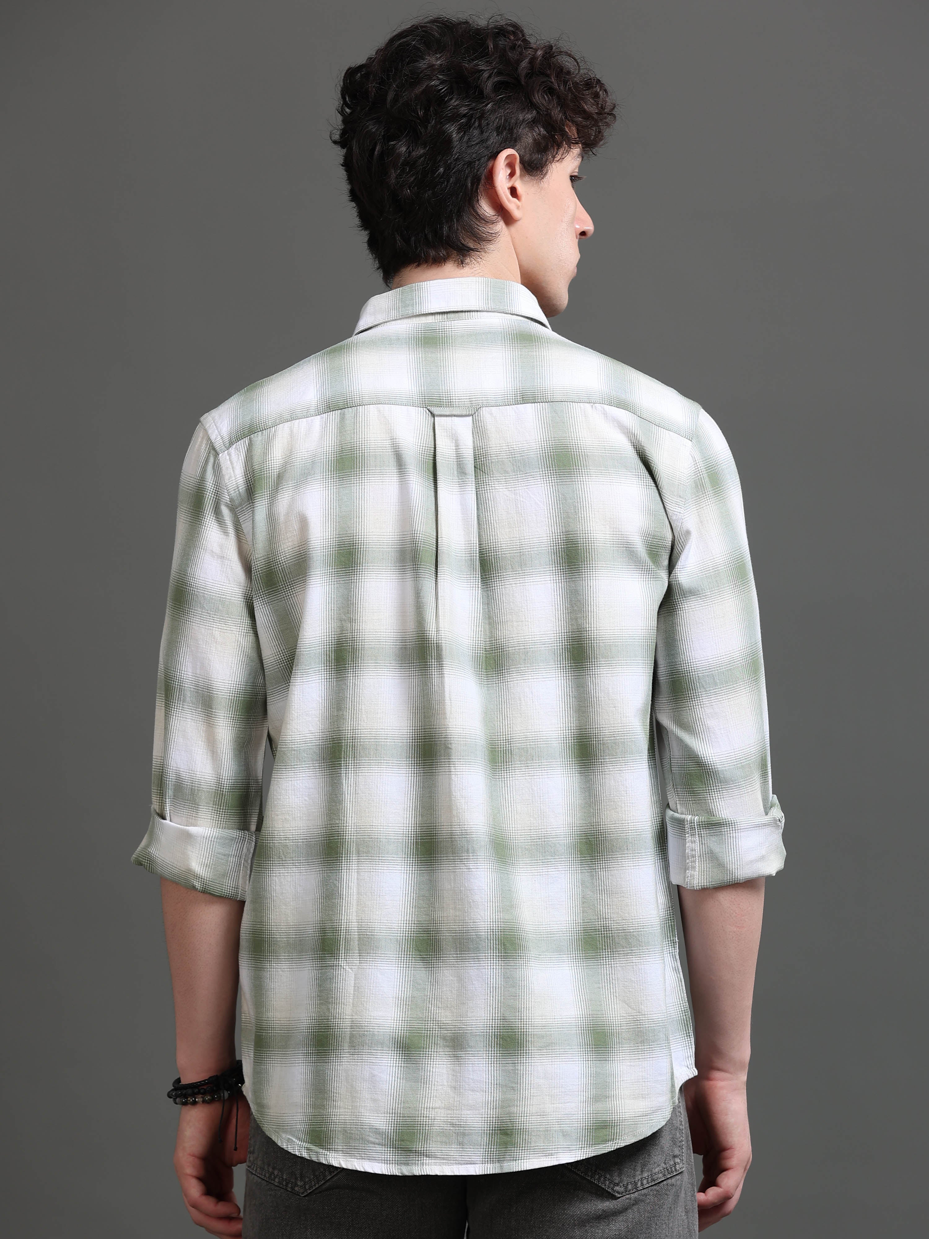 Men Green Checked Shirt