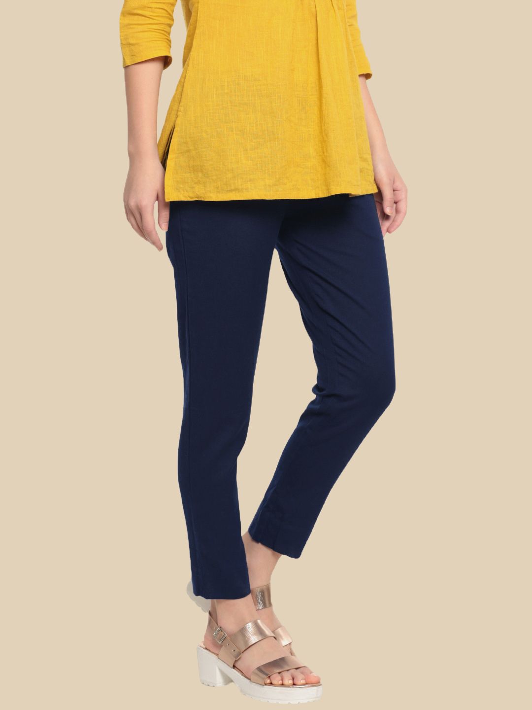 Women Navy Blue Casual Pants