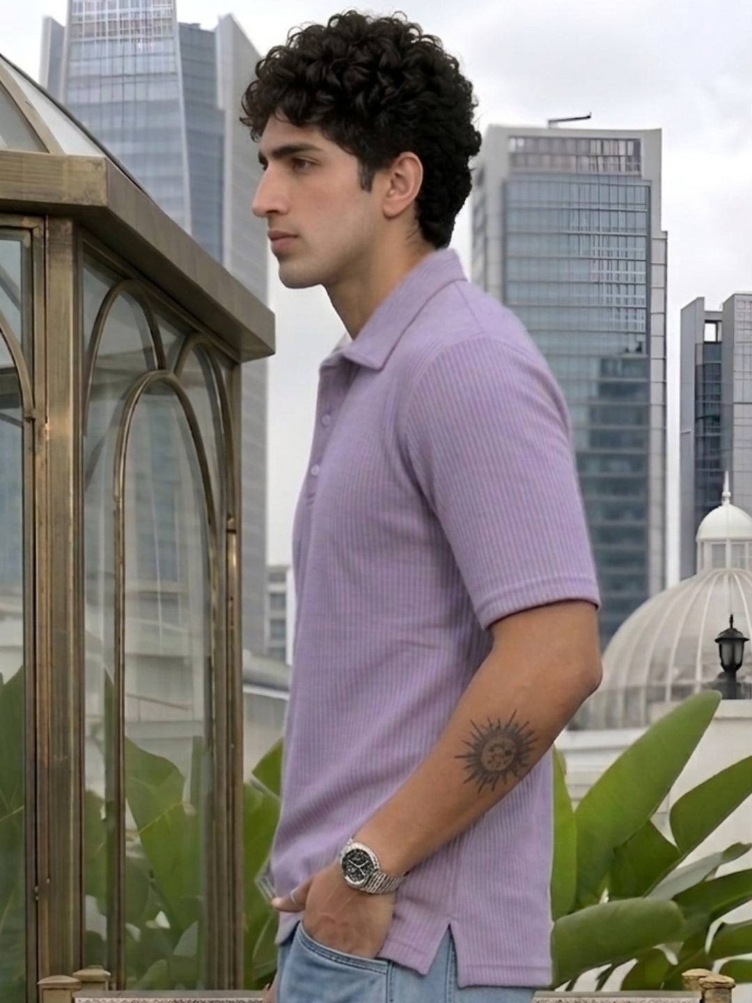 Men Purple Polo T-Shirt