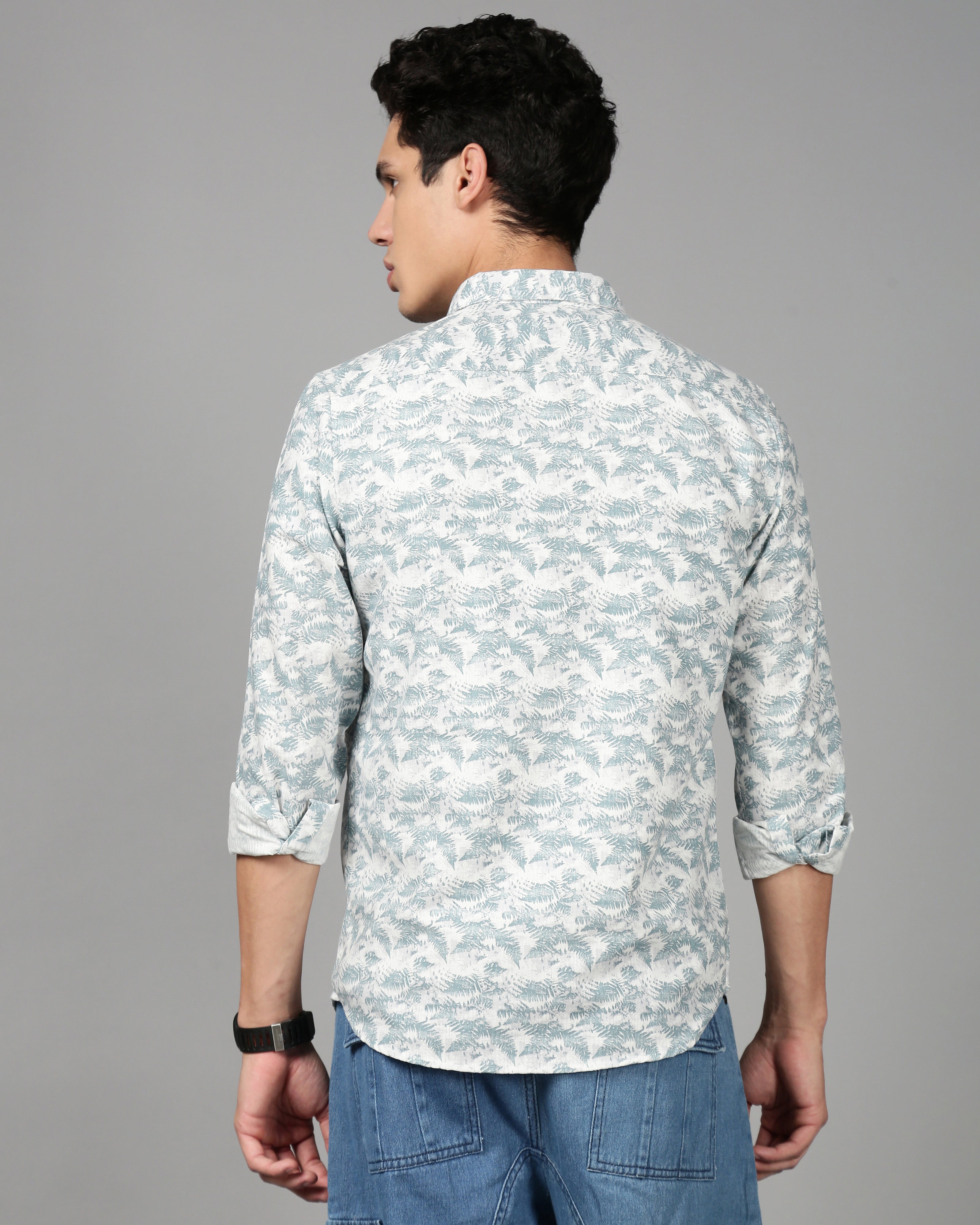 Men Blue Printed Shirt