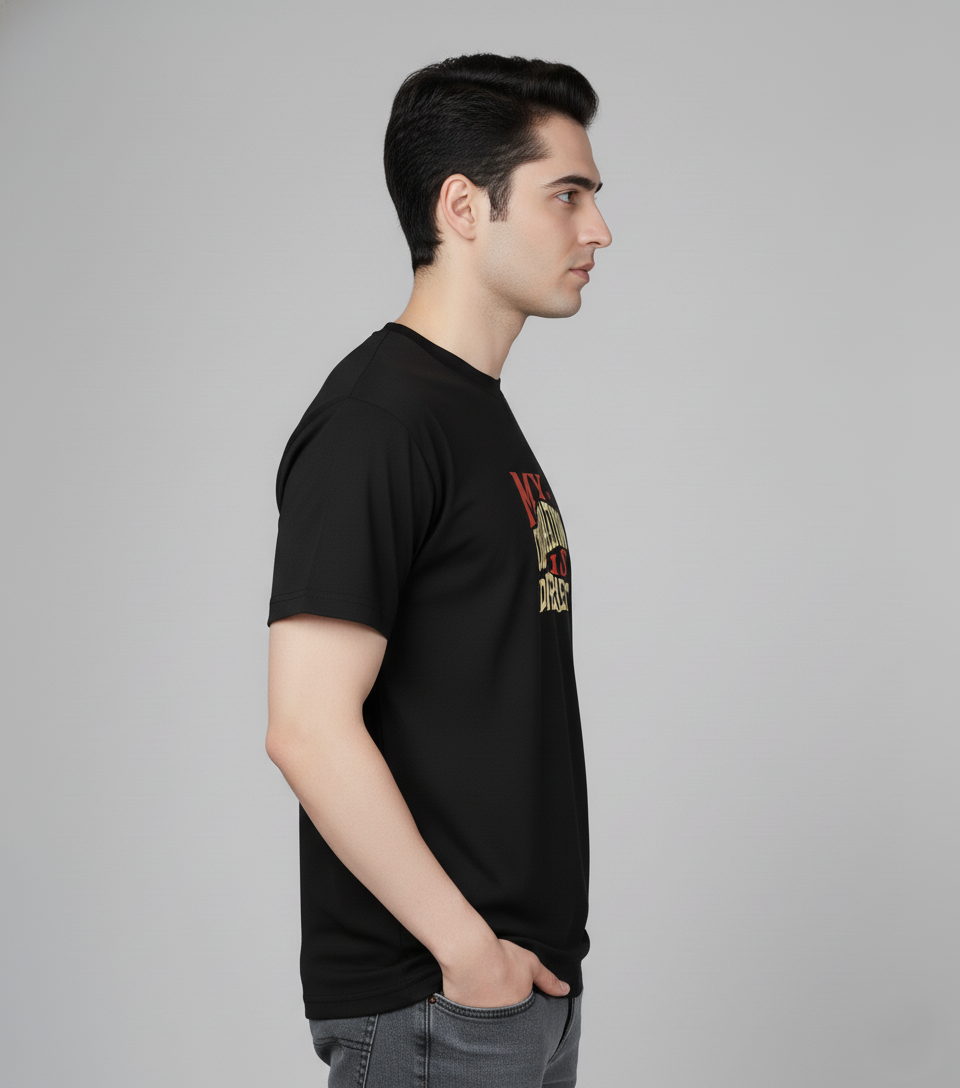 Men Cotton Black Printed Tshirt