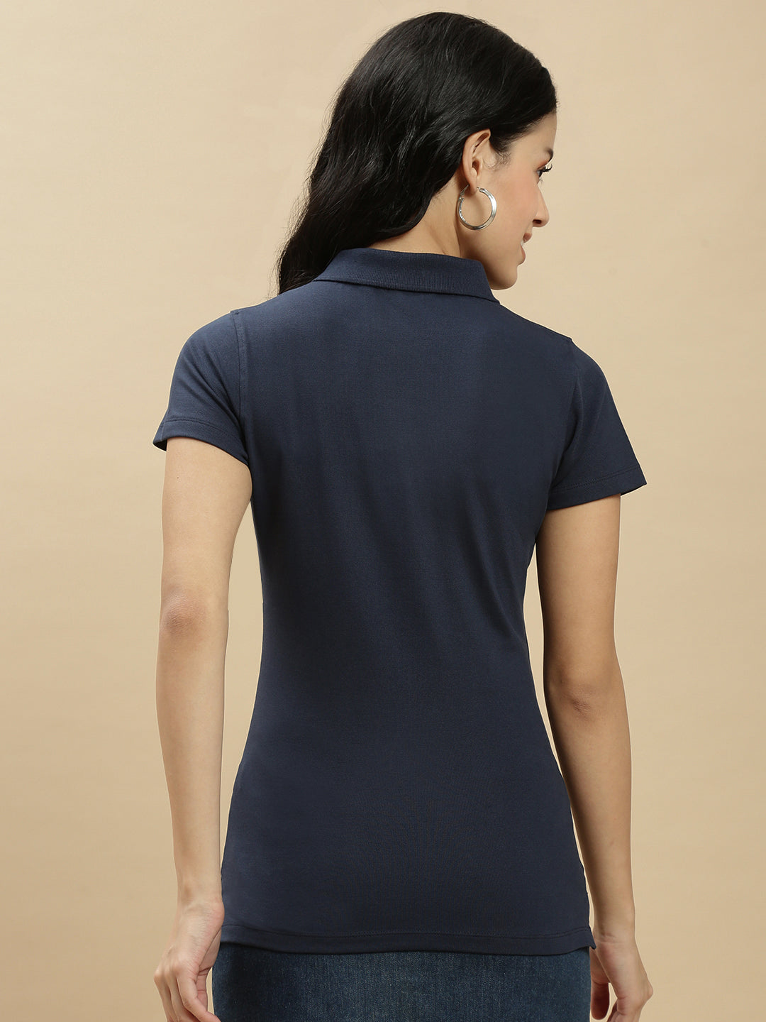 Women Navy Blue Half Sleeve Top