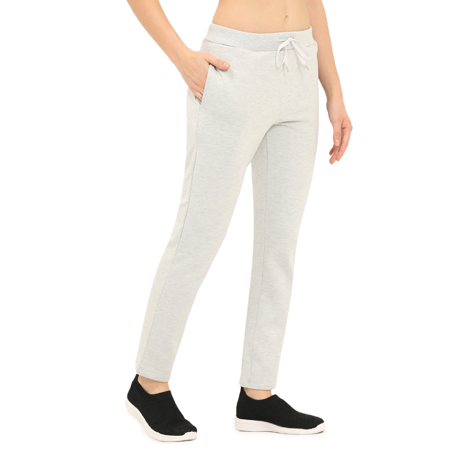 Women Grey Ankle Length Fleece Track Pant
