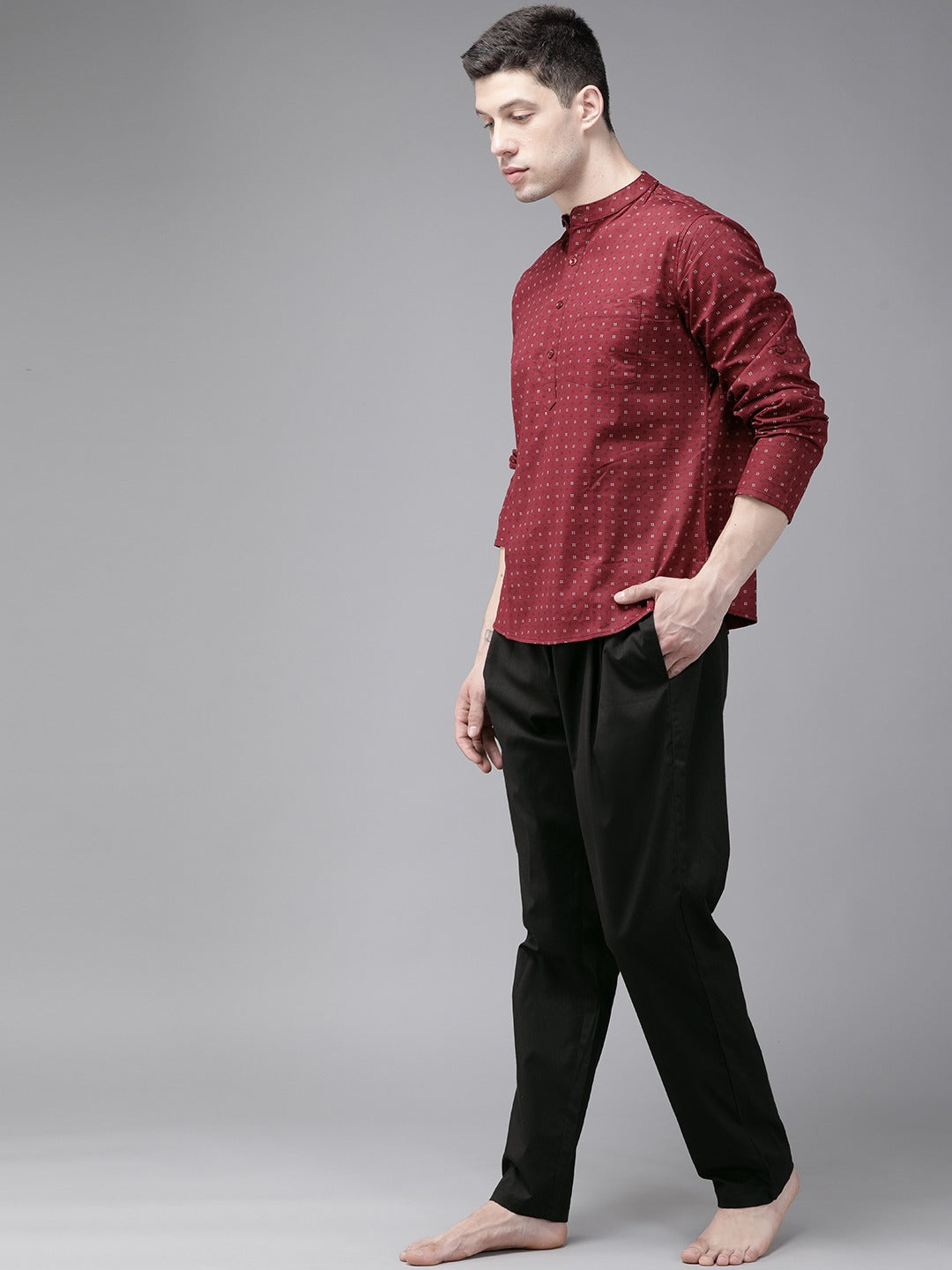 Men Black Solid Pyjamas