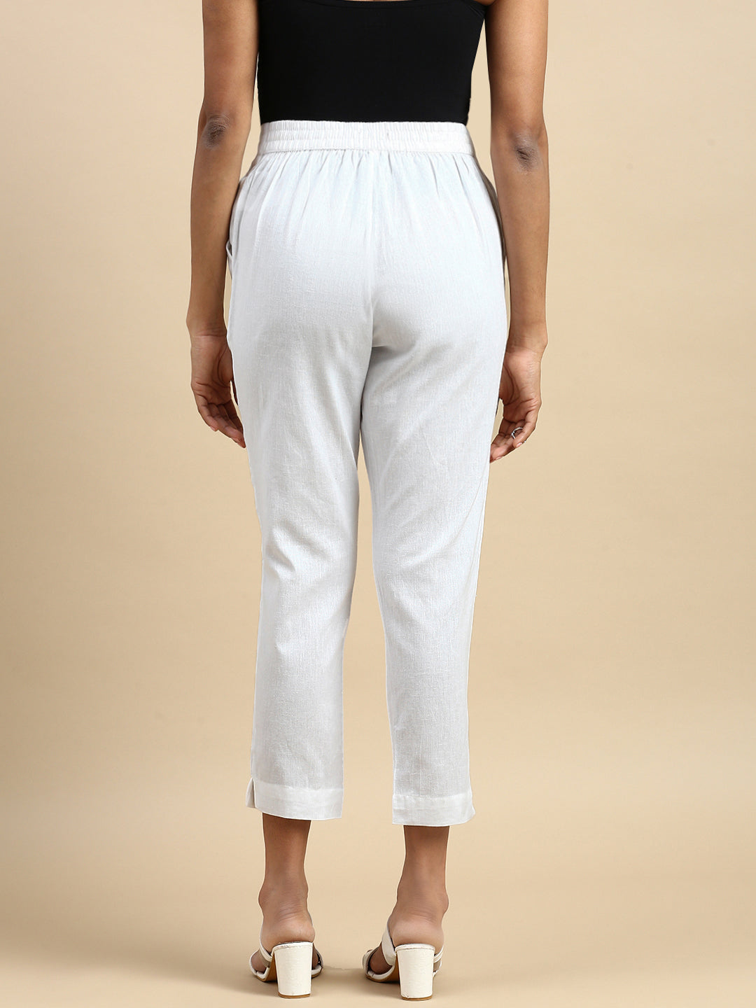 Women White Casual Pants