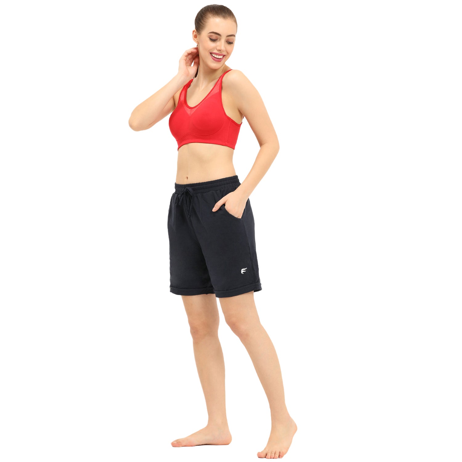 Women Navy Thigh Length Shorts