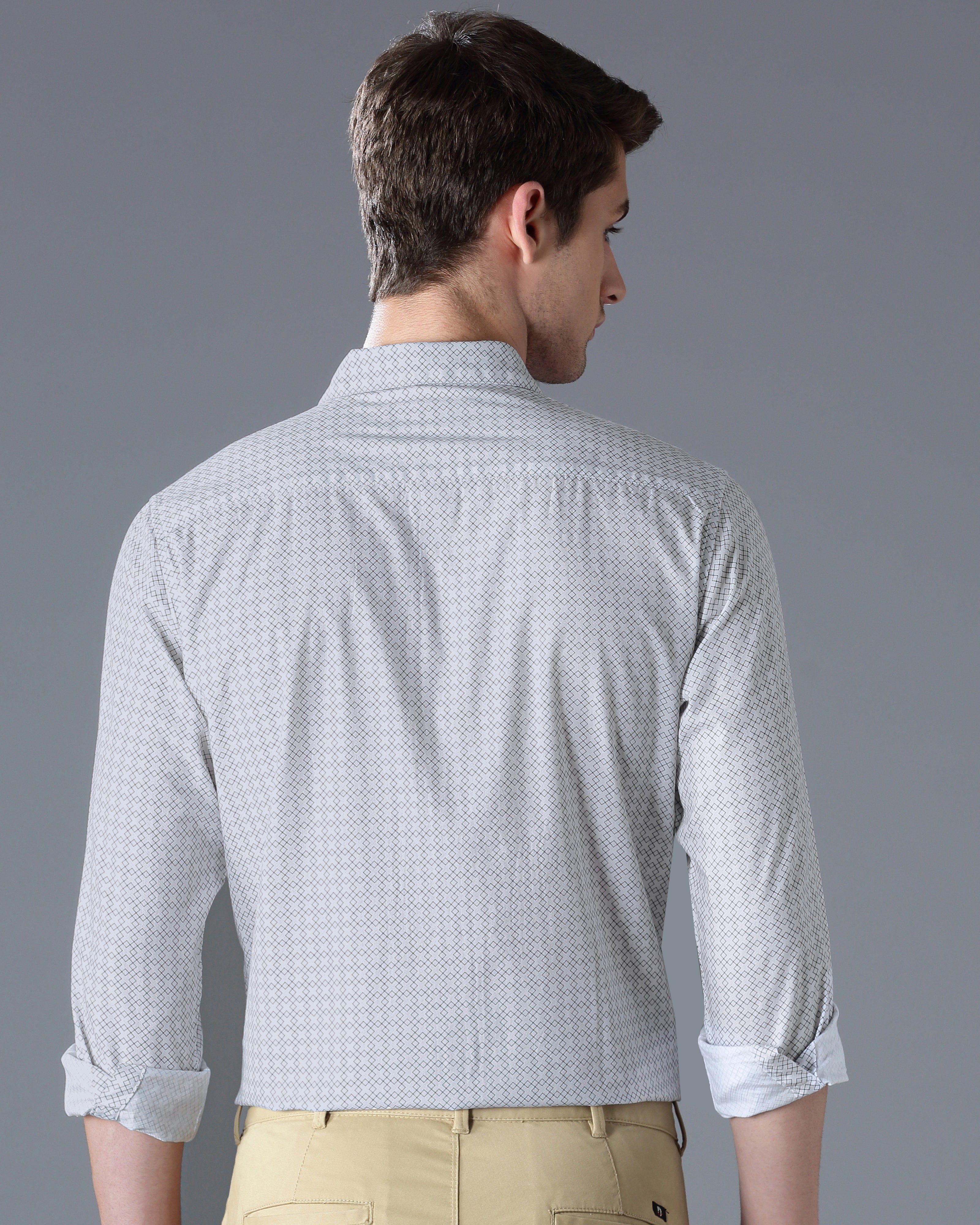 Men White Cotton Slim Shirt
