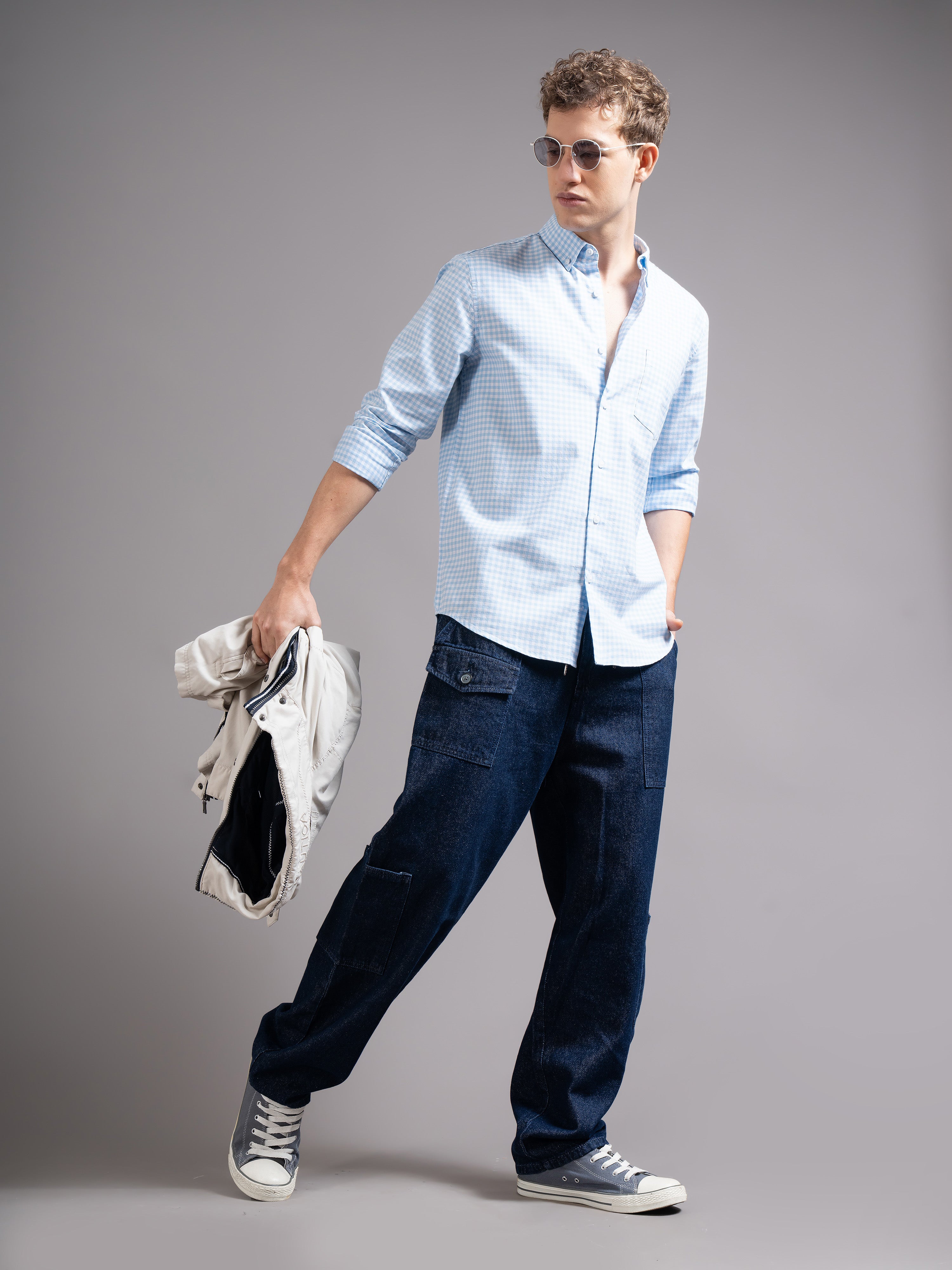 Men Blue Oxford Shirt