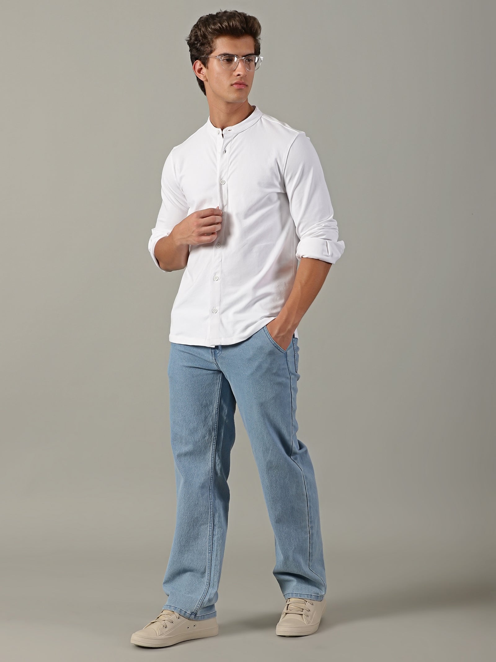 Men White Slim Fit Shirt