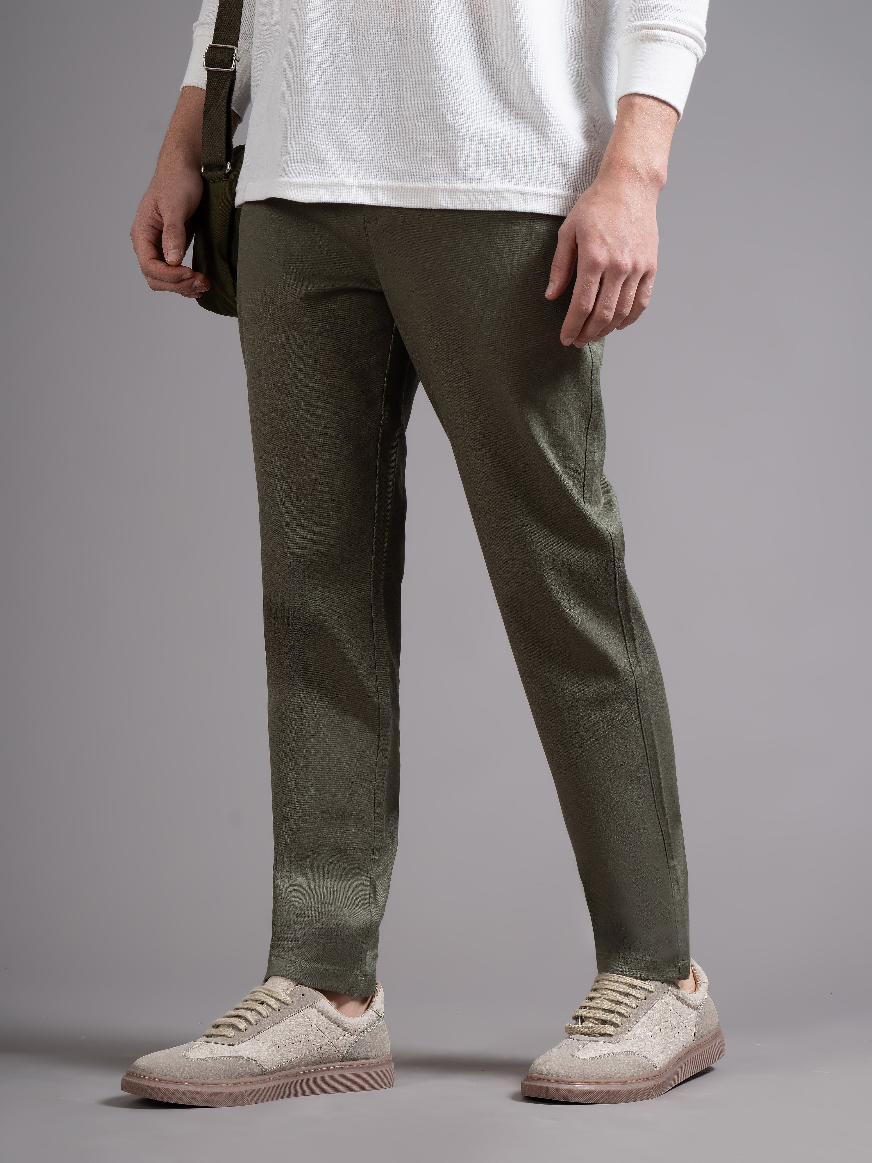 Men Olive Smart Slim Fit Chinos