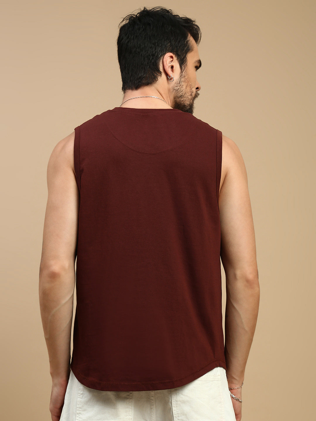 Men Brown Singlet Comfort T-Shirt