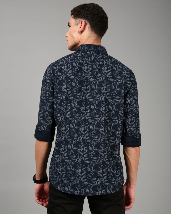Men Navy Slim Fit Shirt