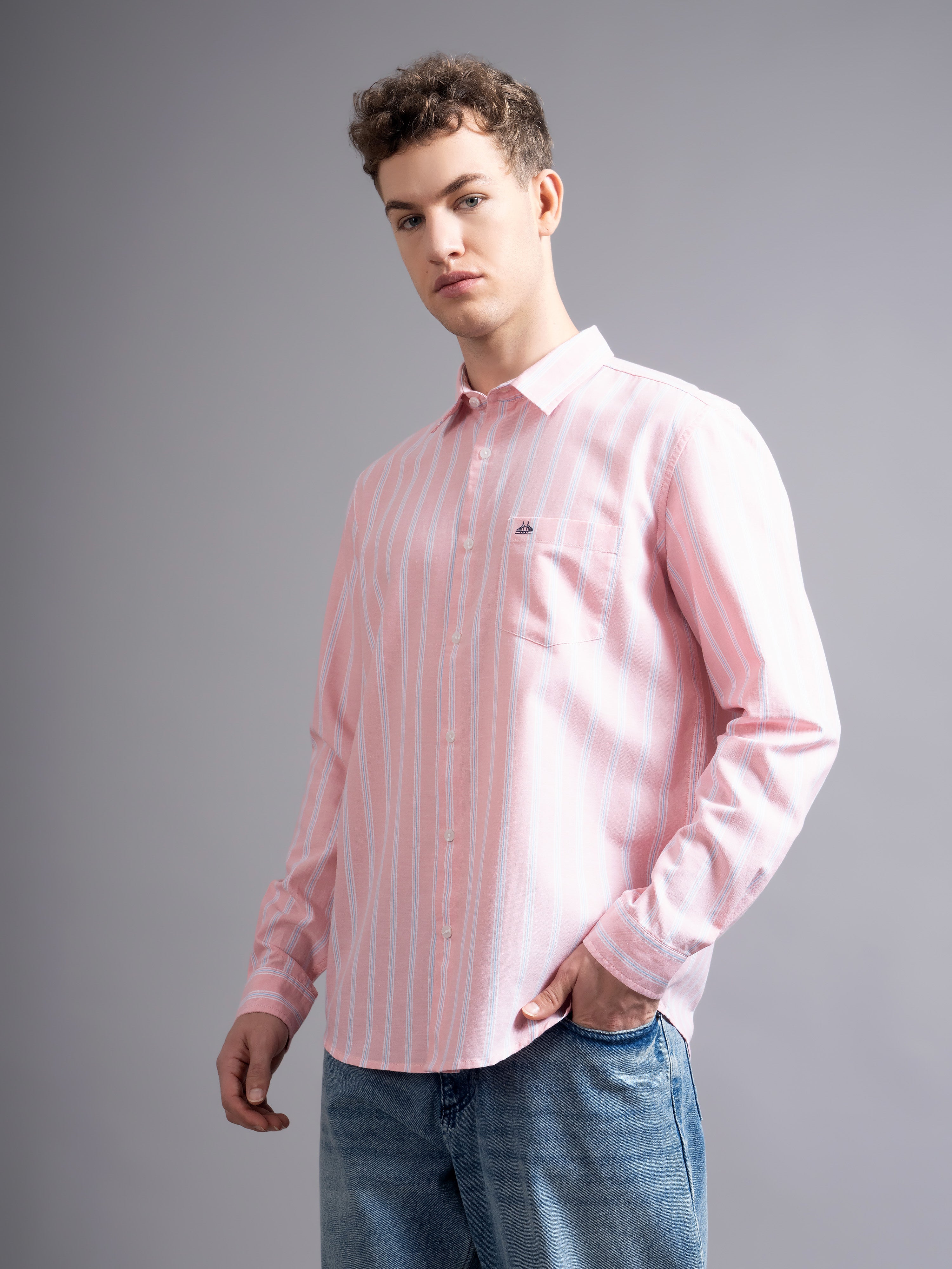 Men Pink Casual Shirt