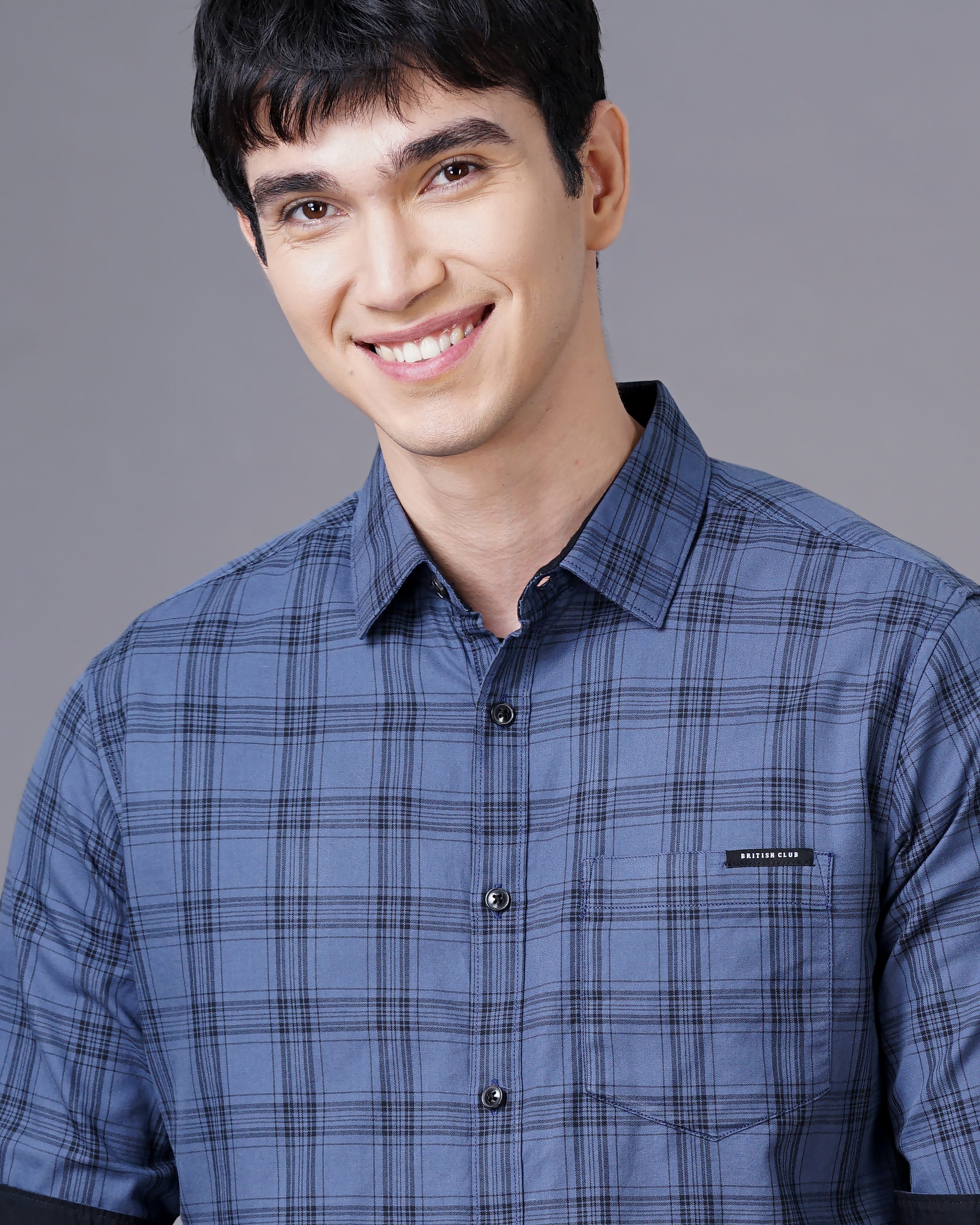 Men Purple Cotton Slim Shirt