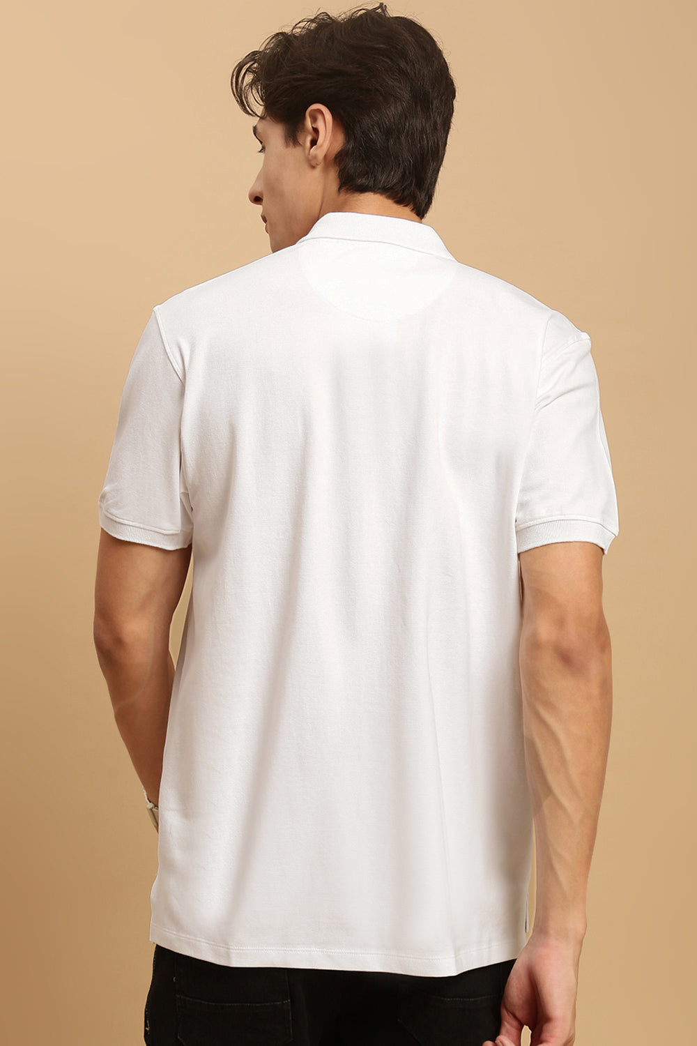 Men White Half Sleeve T-Shirt