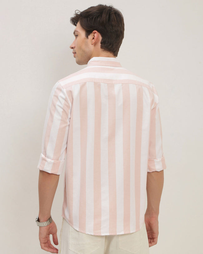Men Orange Striped Shirt